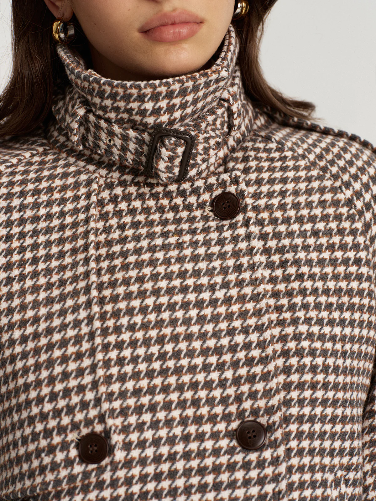 Houndstooth Double-Breasted Tweed Coat - Image 7