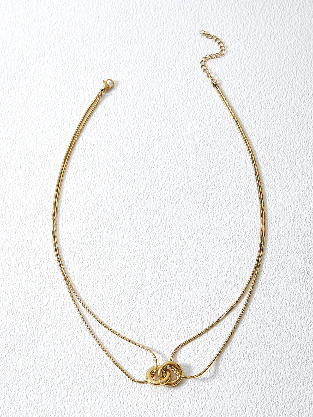 Interlocking Circle Layered Gold Necklace - Image 3