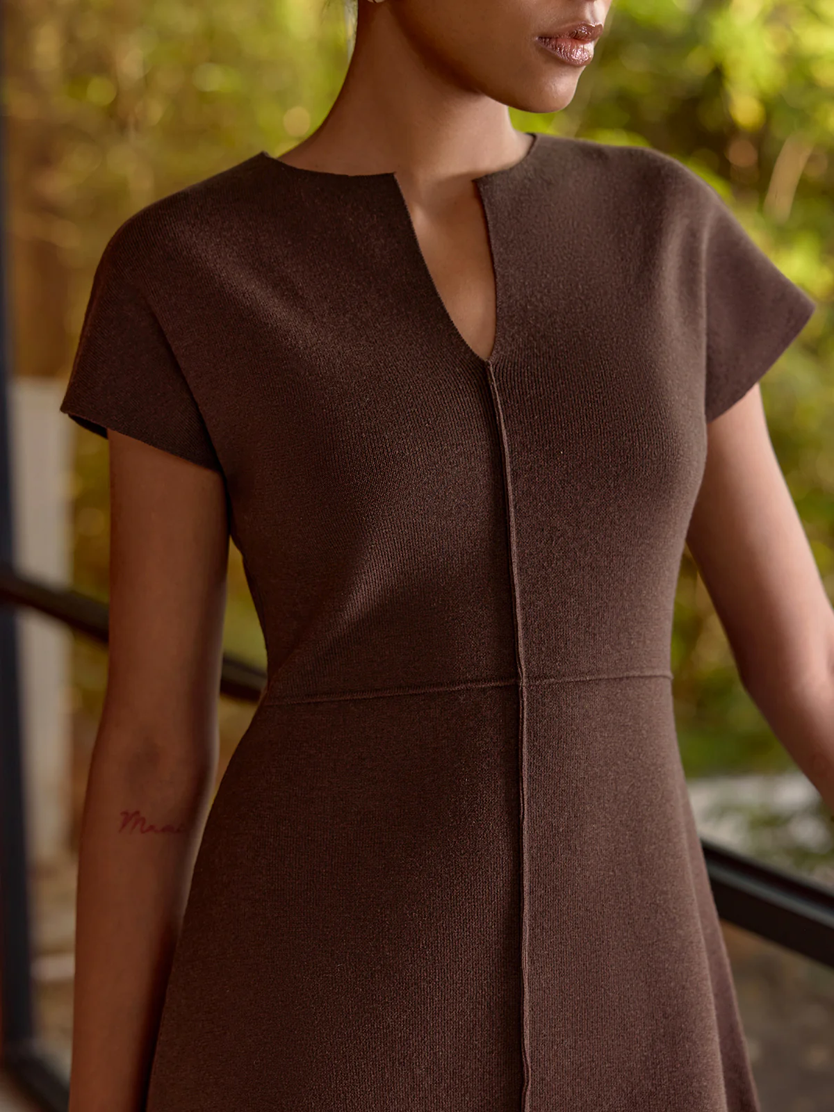 Keyhole Neck Wool-Blend Knit Mini Dress - Image 7