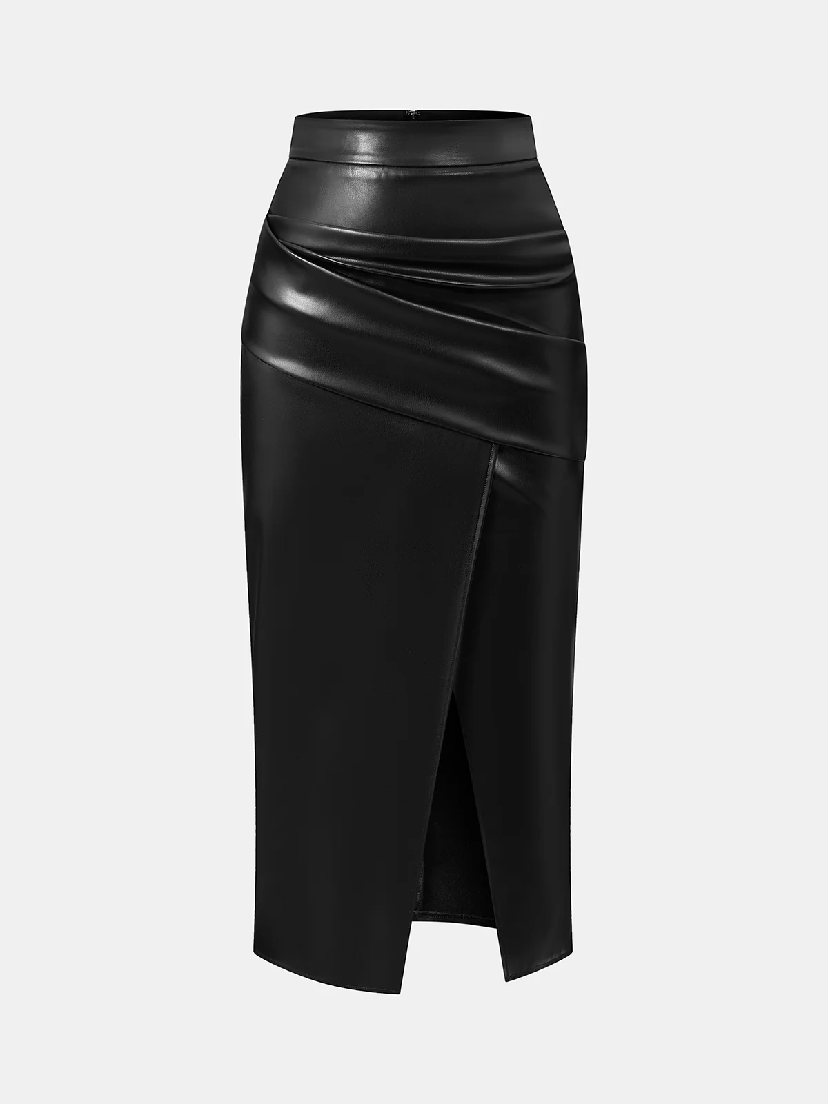 Knit Top & Faux Leather Ruched Skirt Set - Image 4