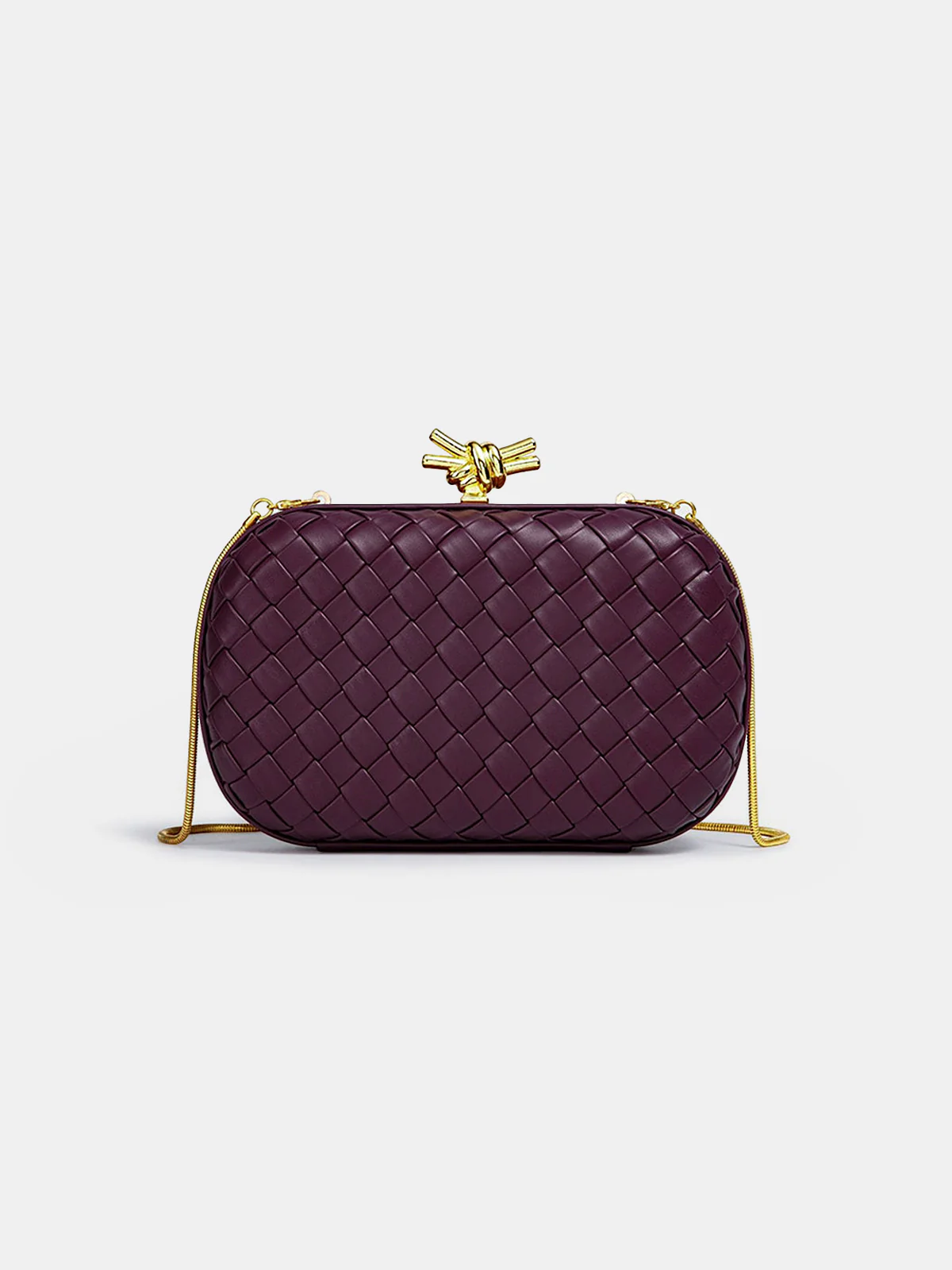 Knot Closure Woven Clutch Bag