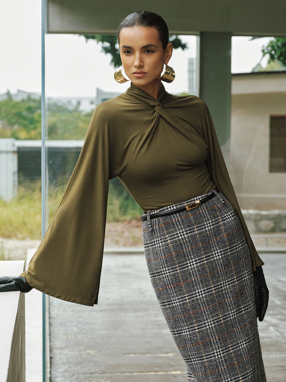 Knot-Front Batwing-Sleeve Top - Image 3