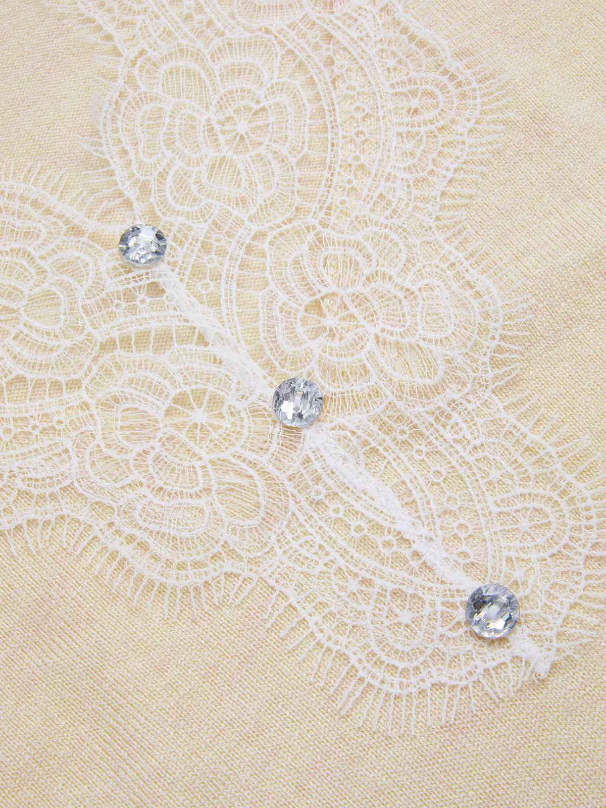 Lace Panel Rhinestone Wool Blend Sweater - Image 4