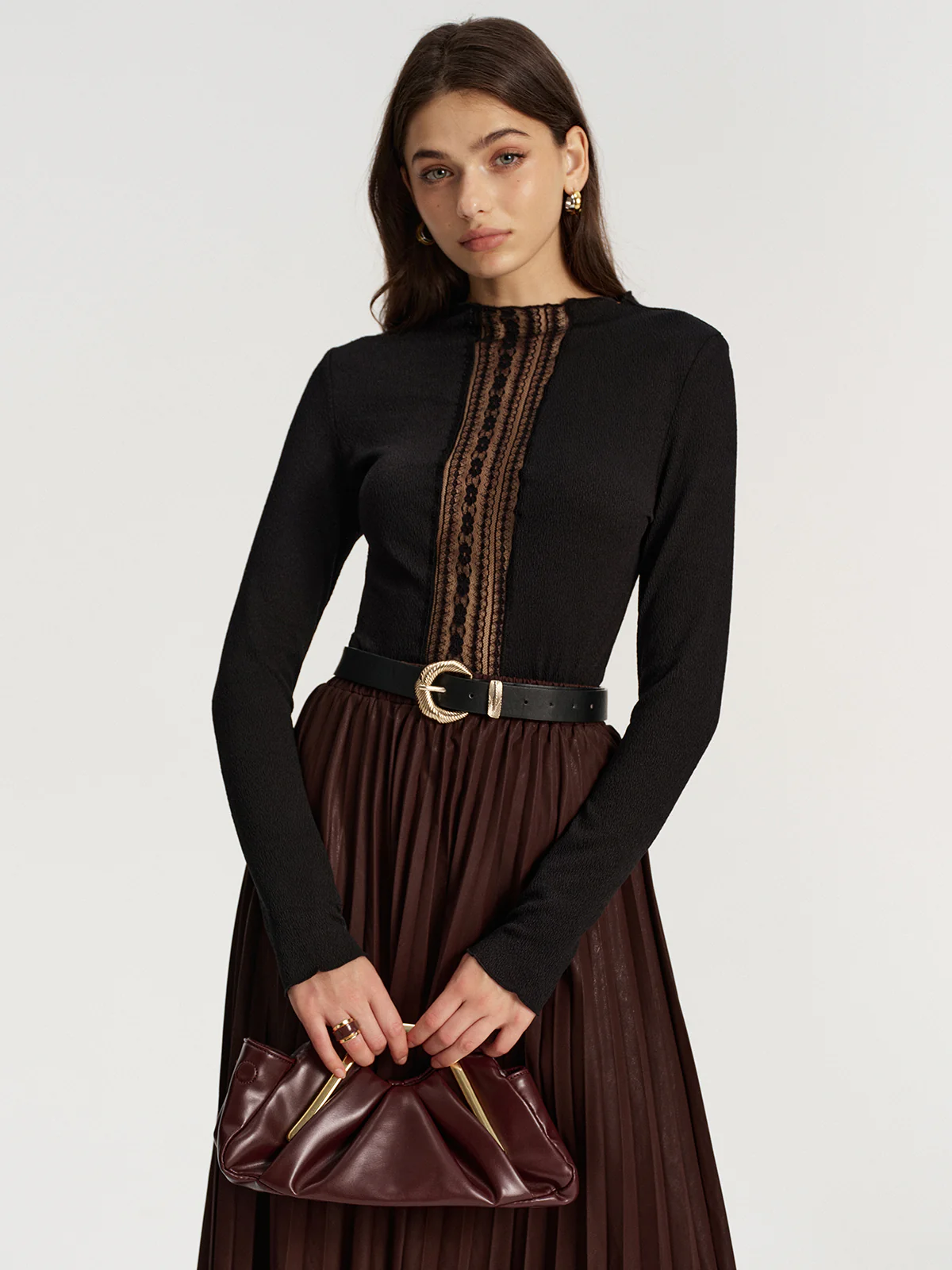 Lace Panel Textured Top - Image 5