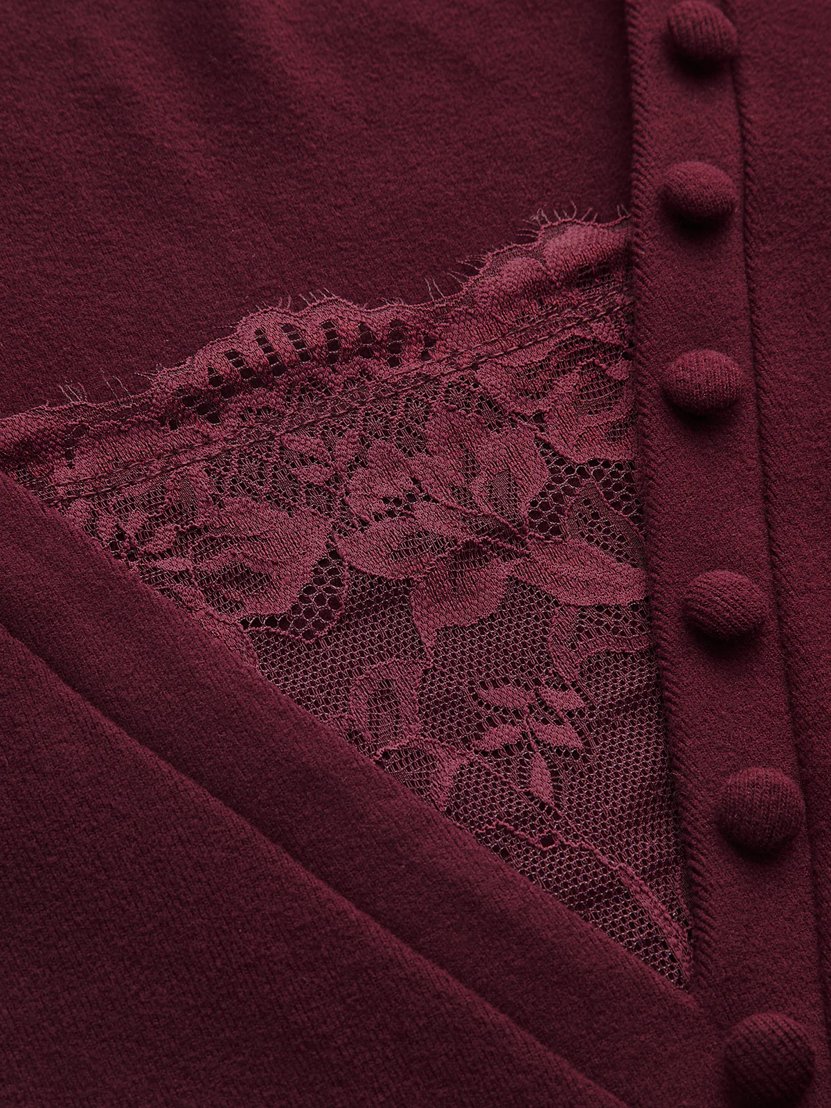 Lace Panel V-Neck Long-Sleeve Top - Image 4