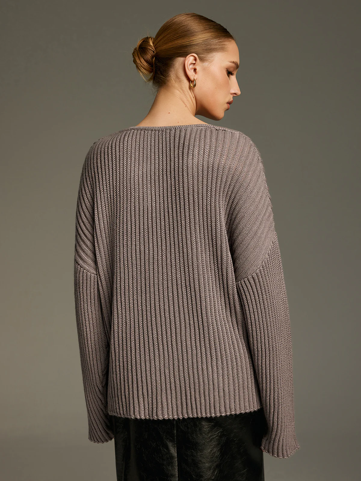 Lace Panel Wool-Blend Ribbed Knit Top - Image 7