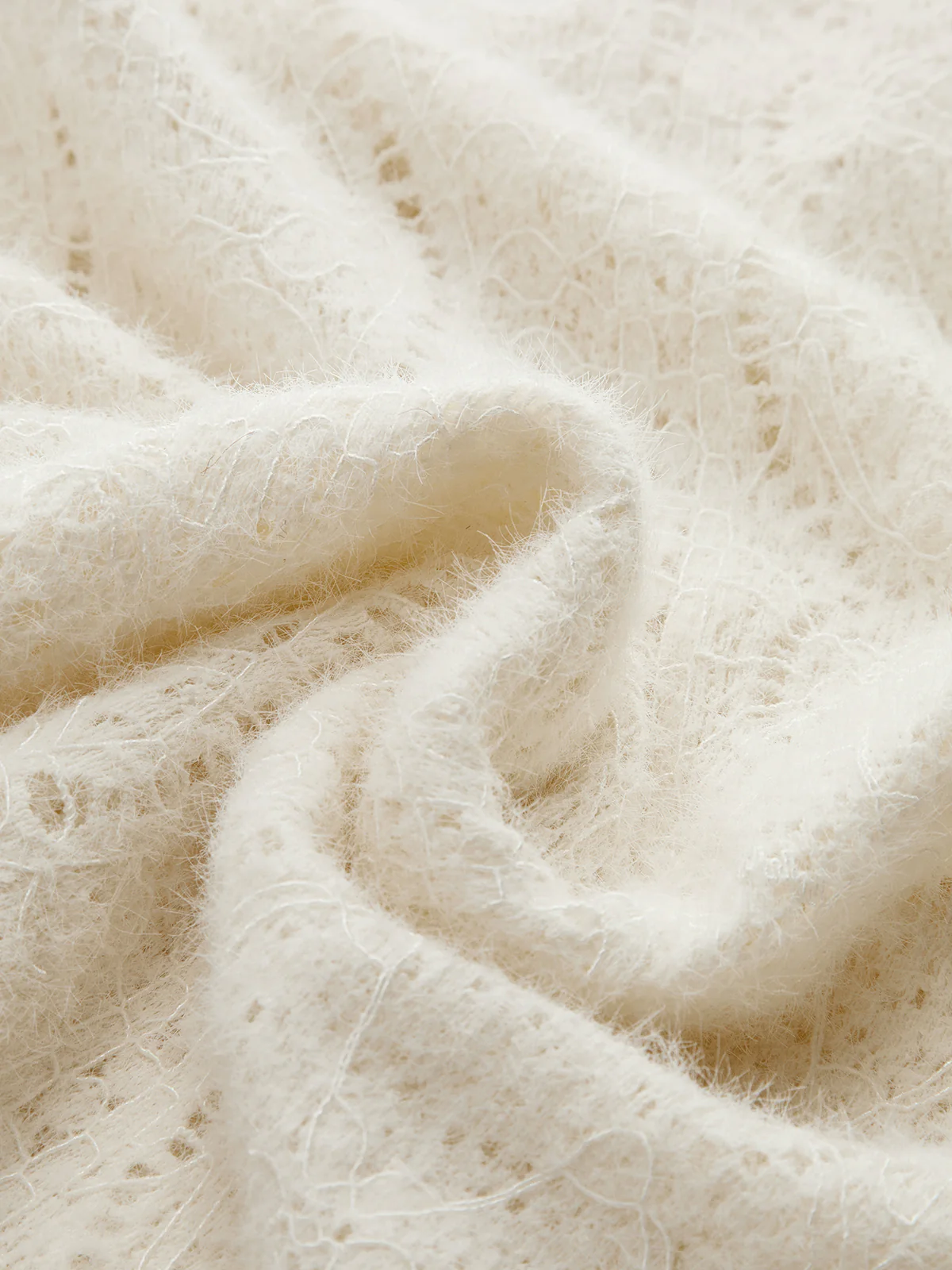 Lace-Texture Square-Neck Knit Top - Image 3
