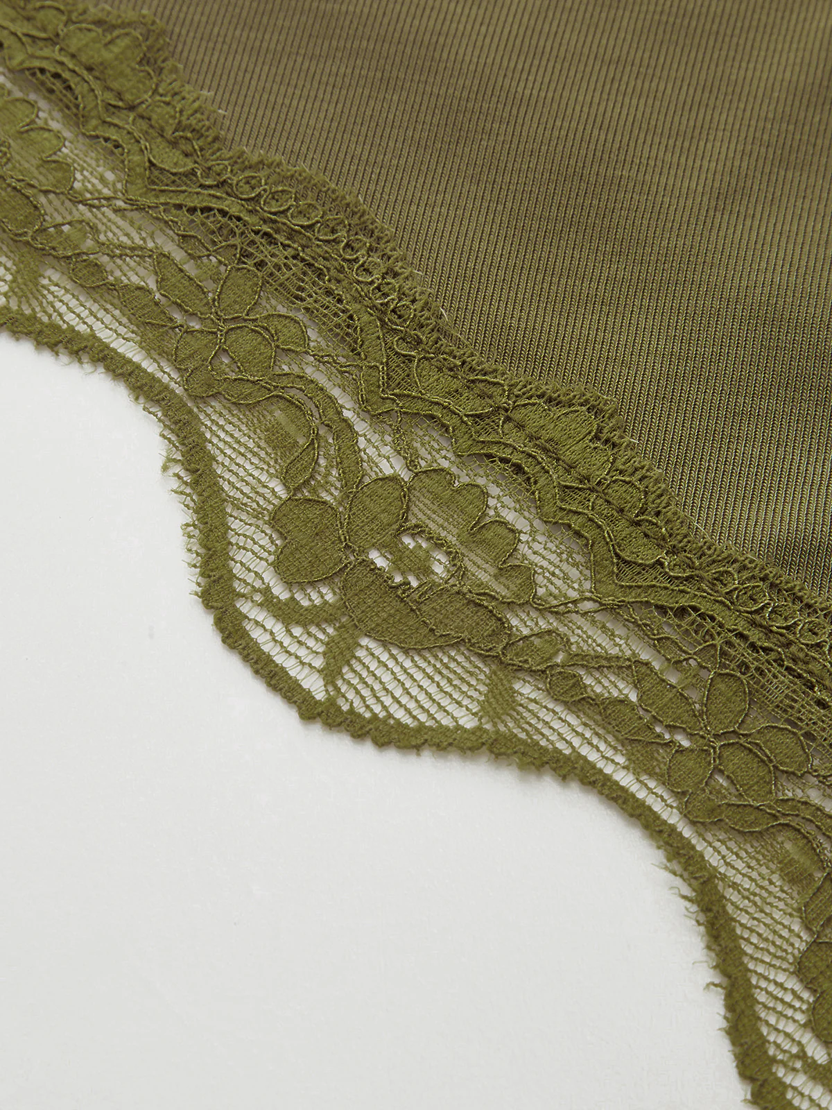 Lace Trim Asymmetric Hem Boat Neck Top - Image 4