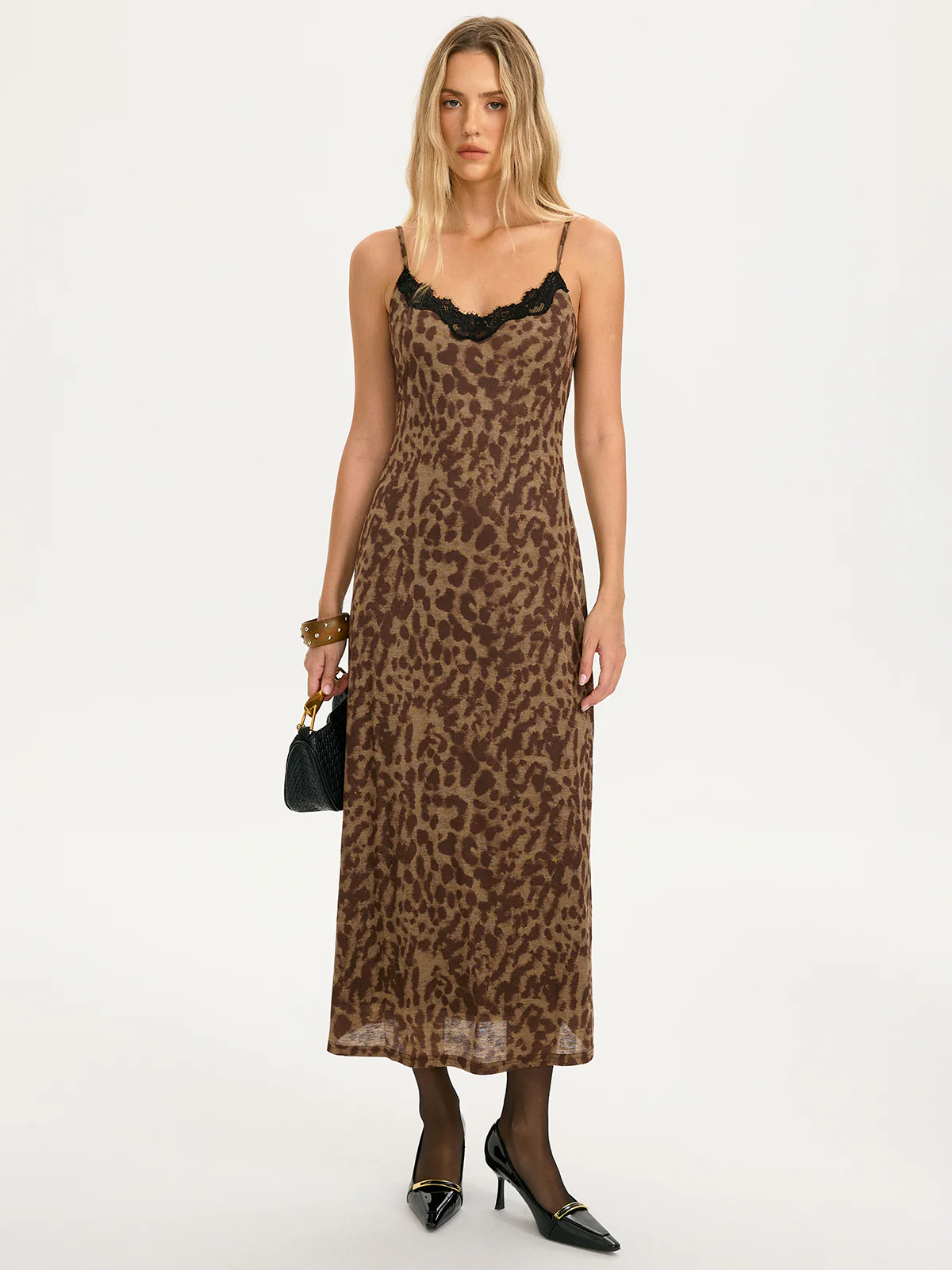 Lace Trim Leopard-Print Cami Maxi Dress - Image 3