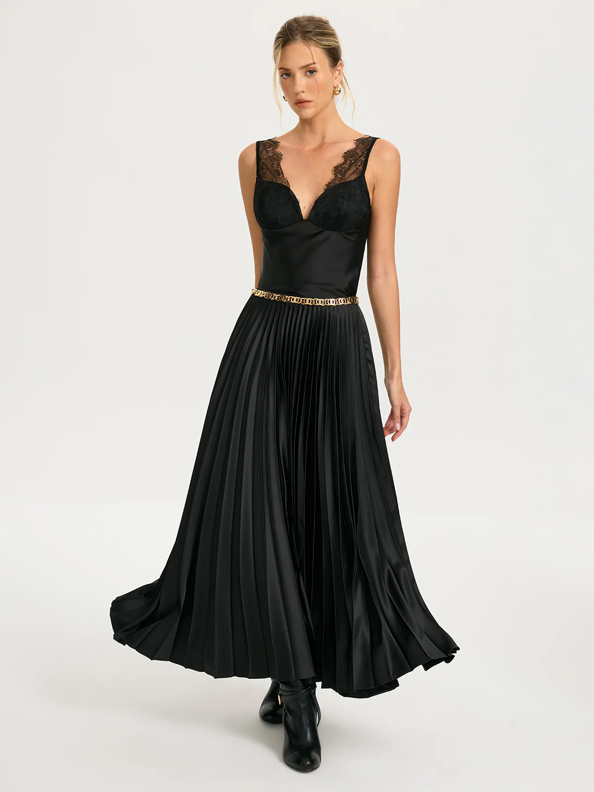 Lace Trim Satin Cami Top - Image 2