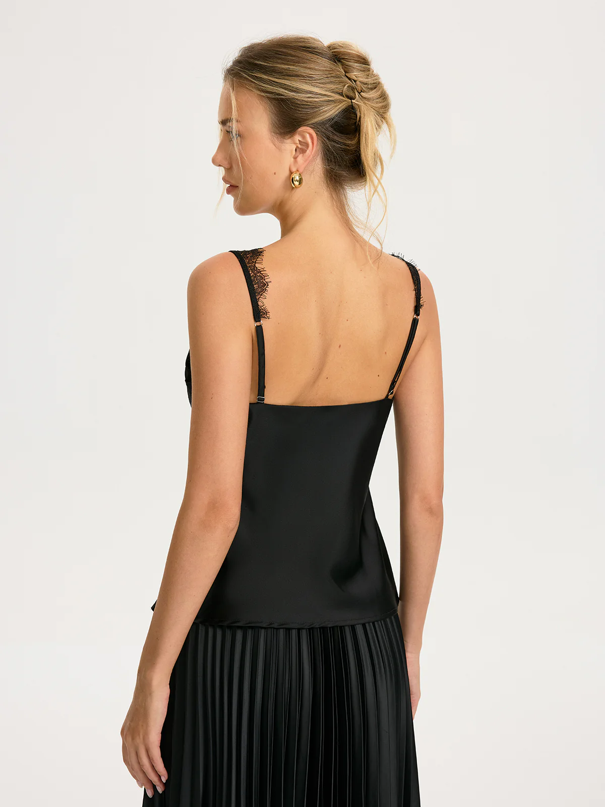 Lace Trim Satin Cami Top - Image 6