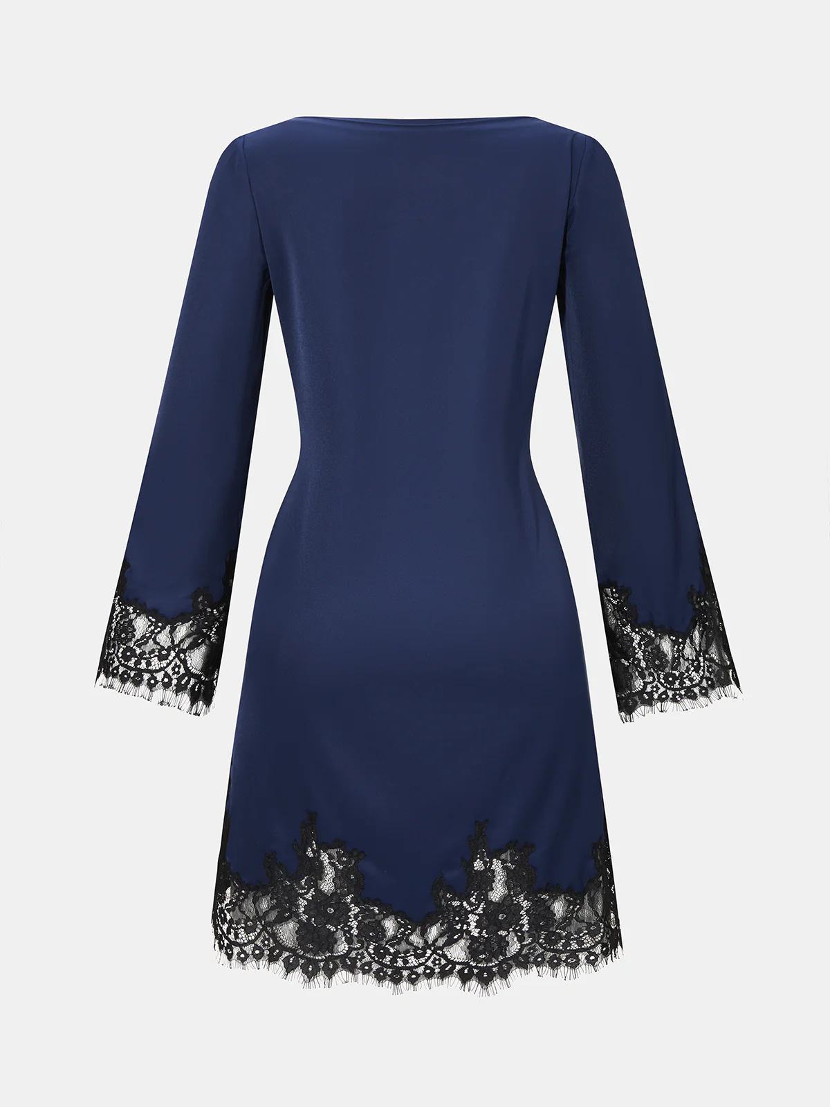 Lace Trim Satin Mini Dress - Image 3