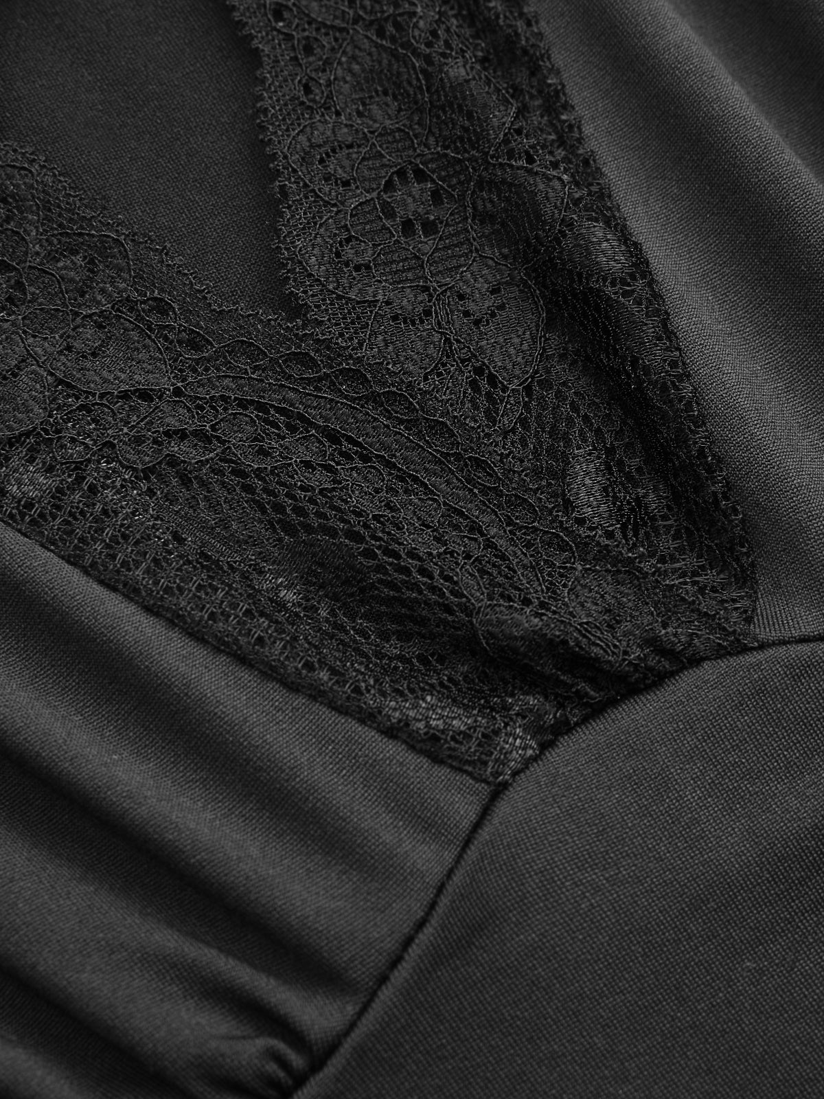Lace Trim V-Neck Ruched Bodysuit - Image 4