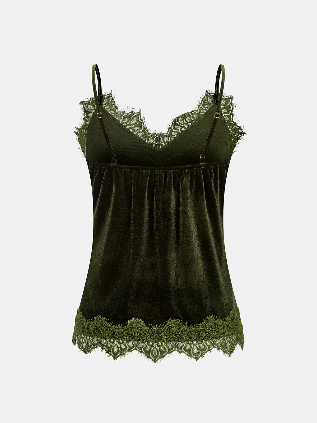 Lace Trim Velvet Cami Top - Image 2
