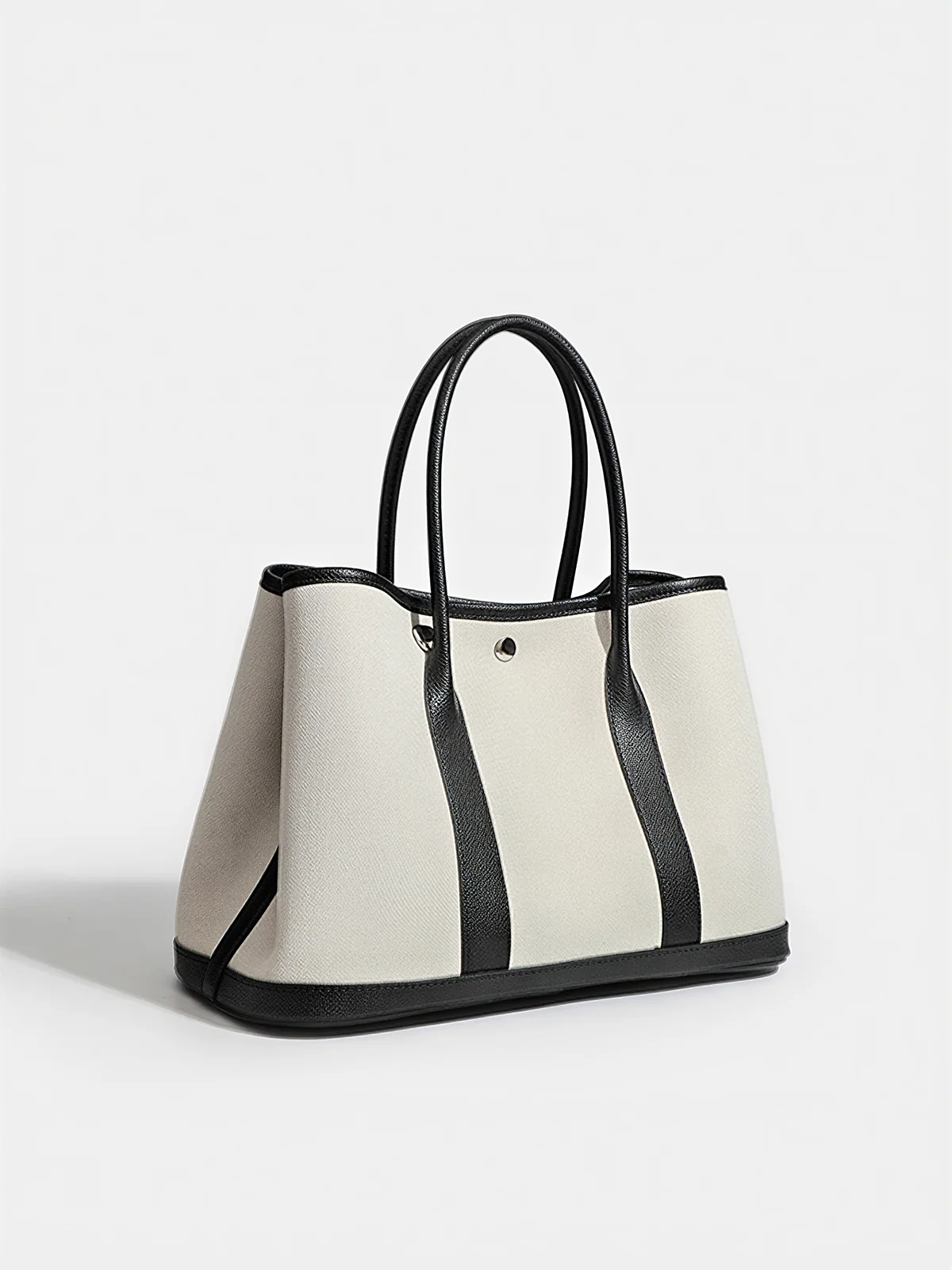 Large-Capacity PU Panel Canvas Tote Bag - Image 5