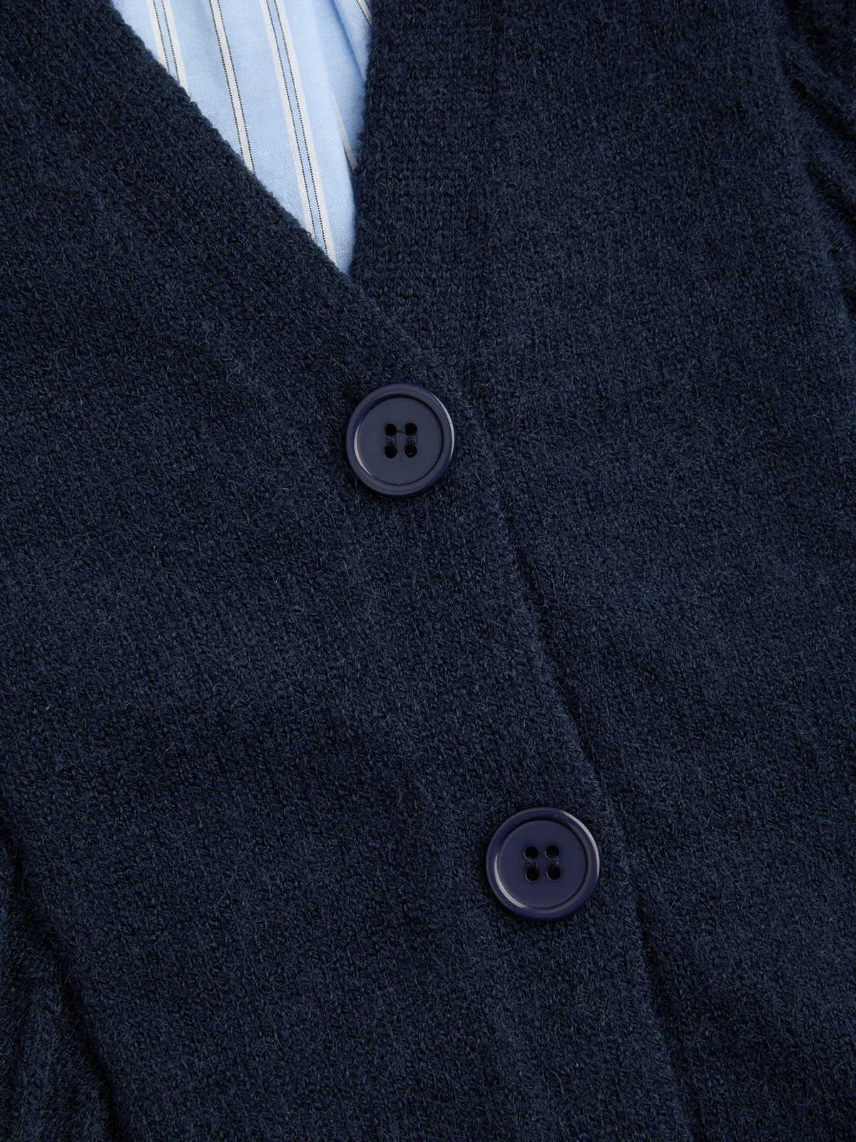 Layered Cable-Knit Striped Shirt Cardigan - Image 4