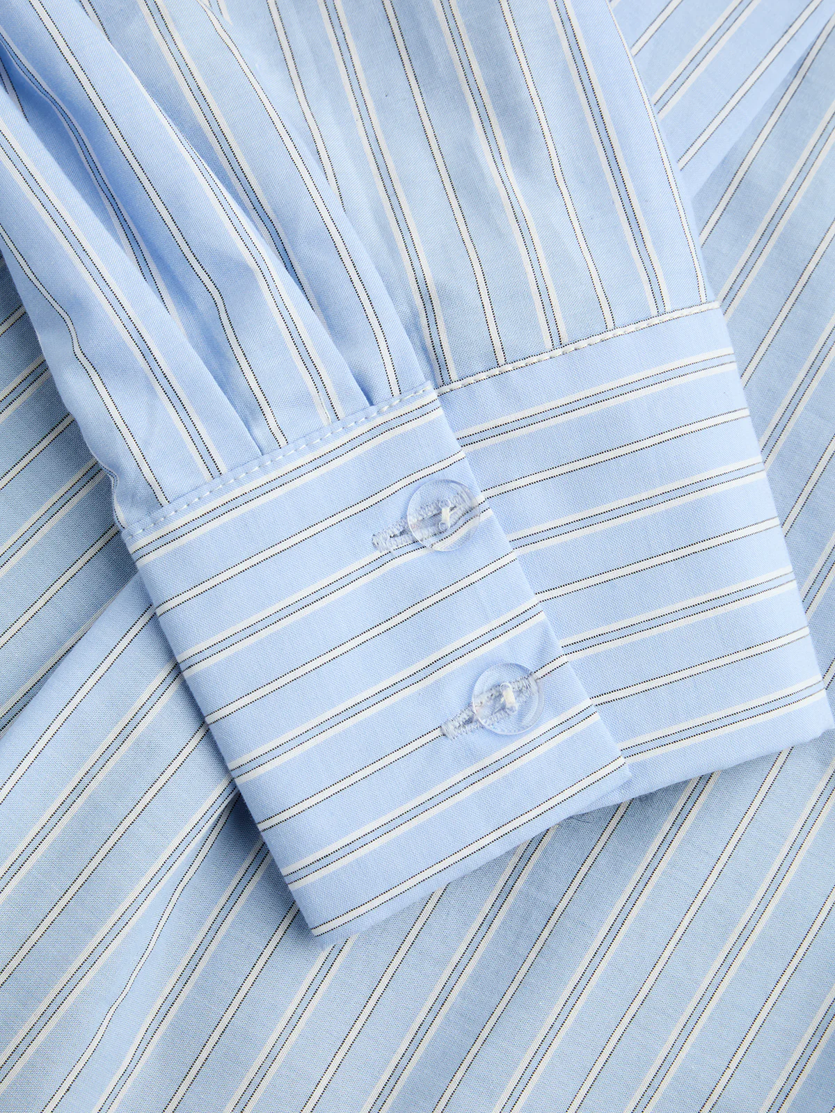 Layered Cable-Knit Striped Shirt Cardigan - Image 5