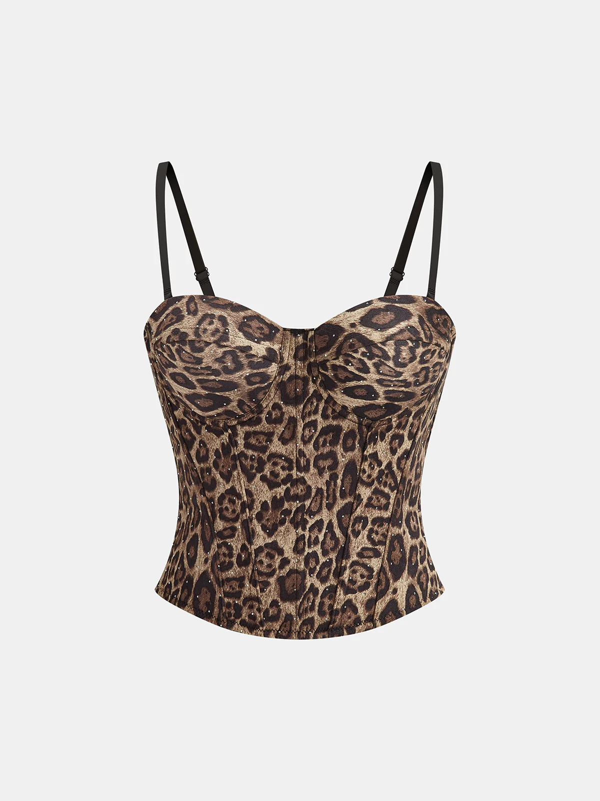 Leopard Print Studded Cami Corset Top