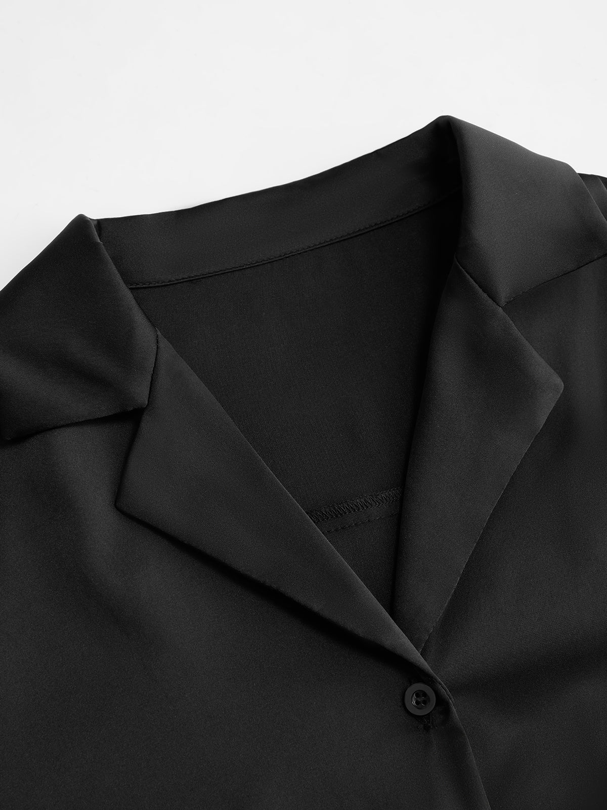 Long Sleeve Lapel Wrap Oversized Satin Shirt - Image 5
