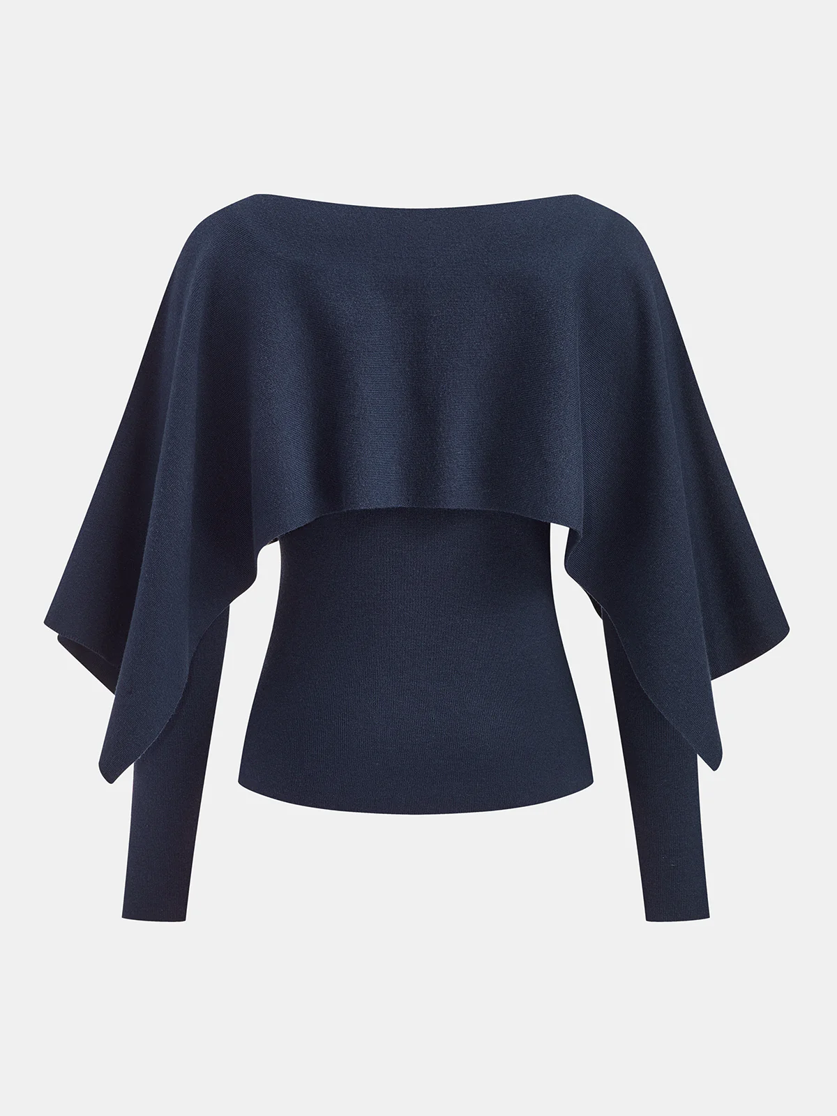 Long Sleeve Top & Capelet Knit Two-Piece Set - Image 2
