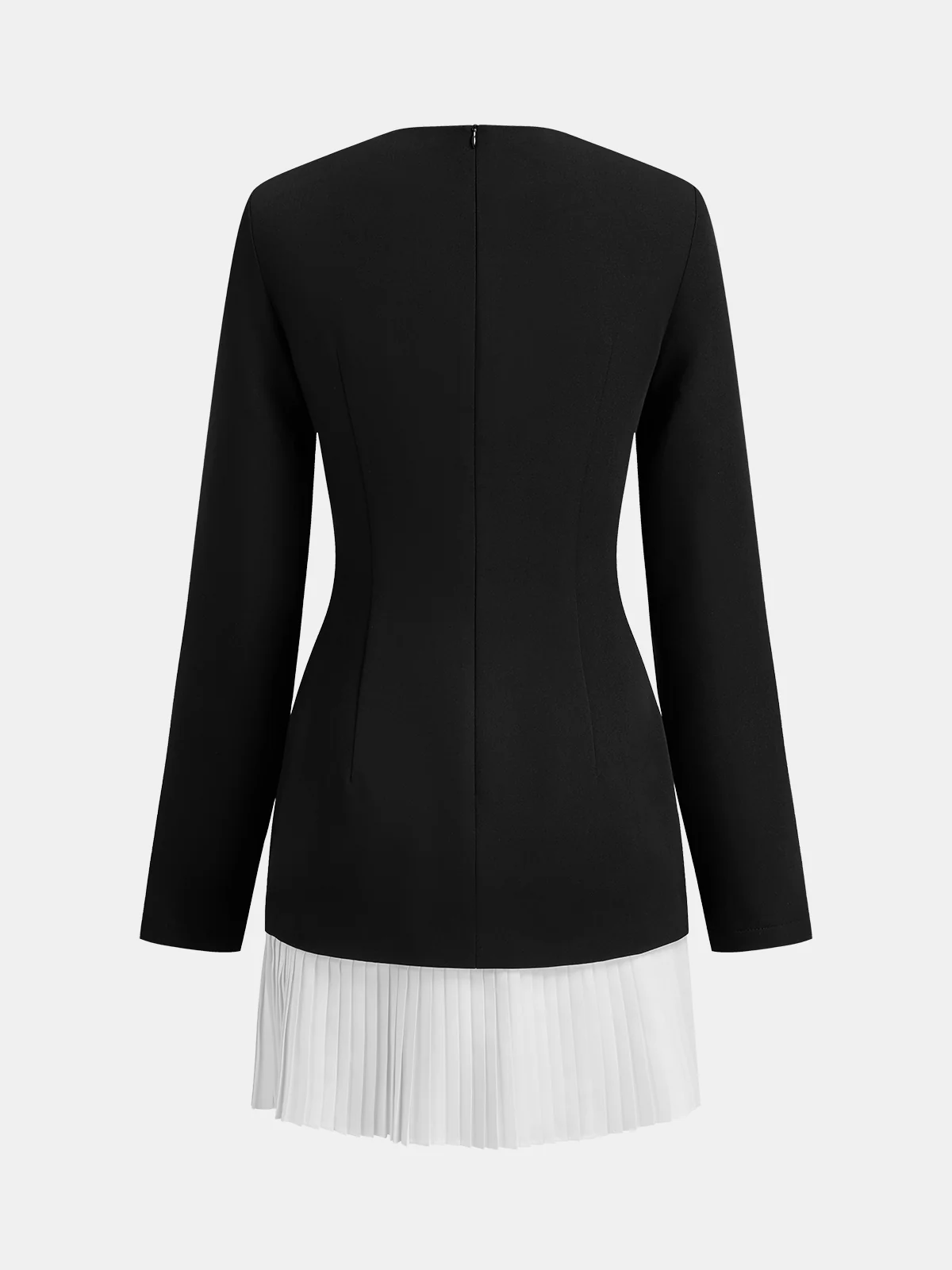 Metal-Buckle Cutout Contrast-Pleat Dress - Image 2