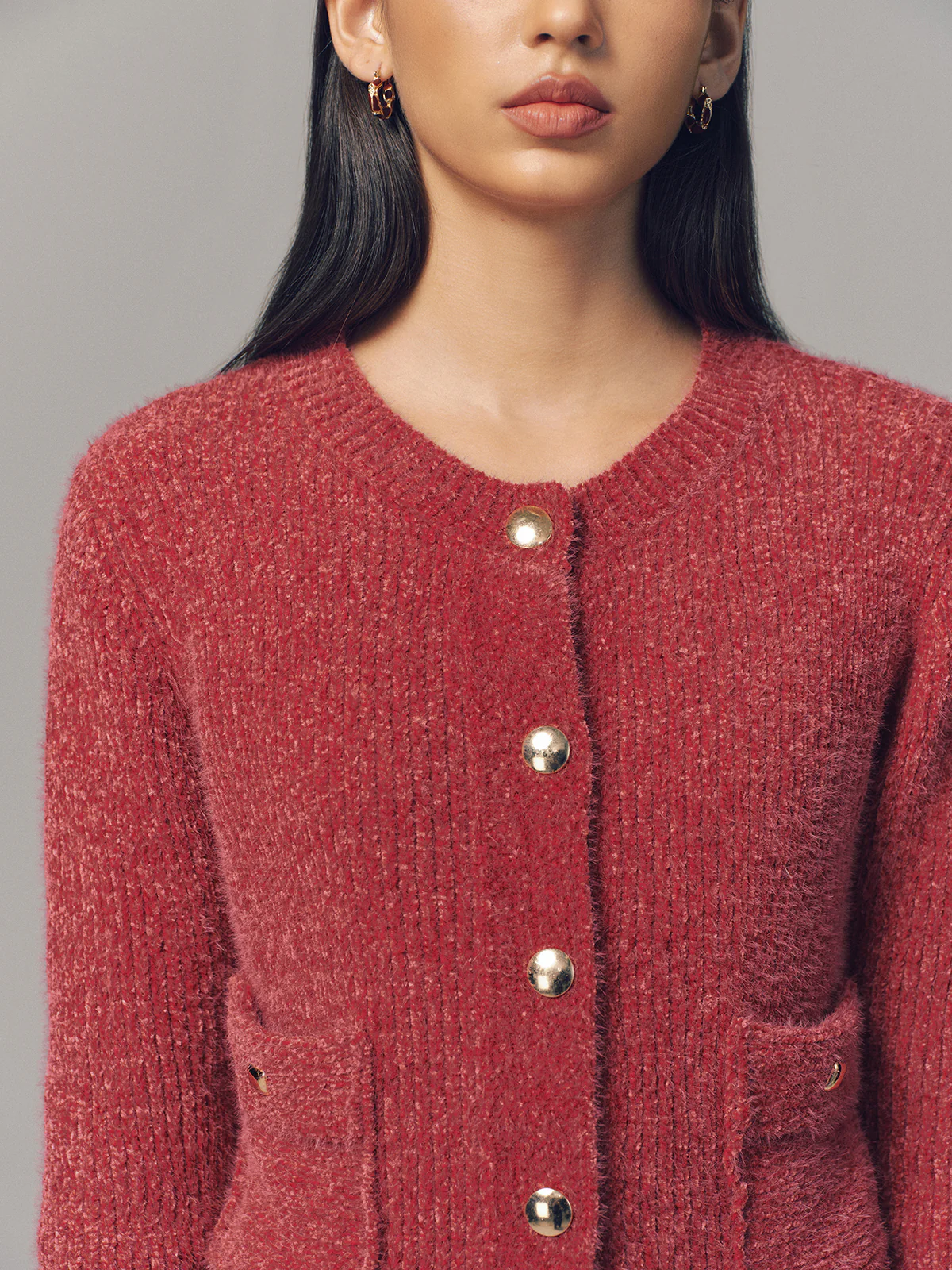 Metal Detail Cardigan & Mini Skirt Set - Image 3