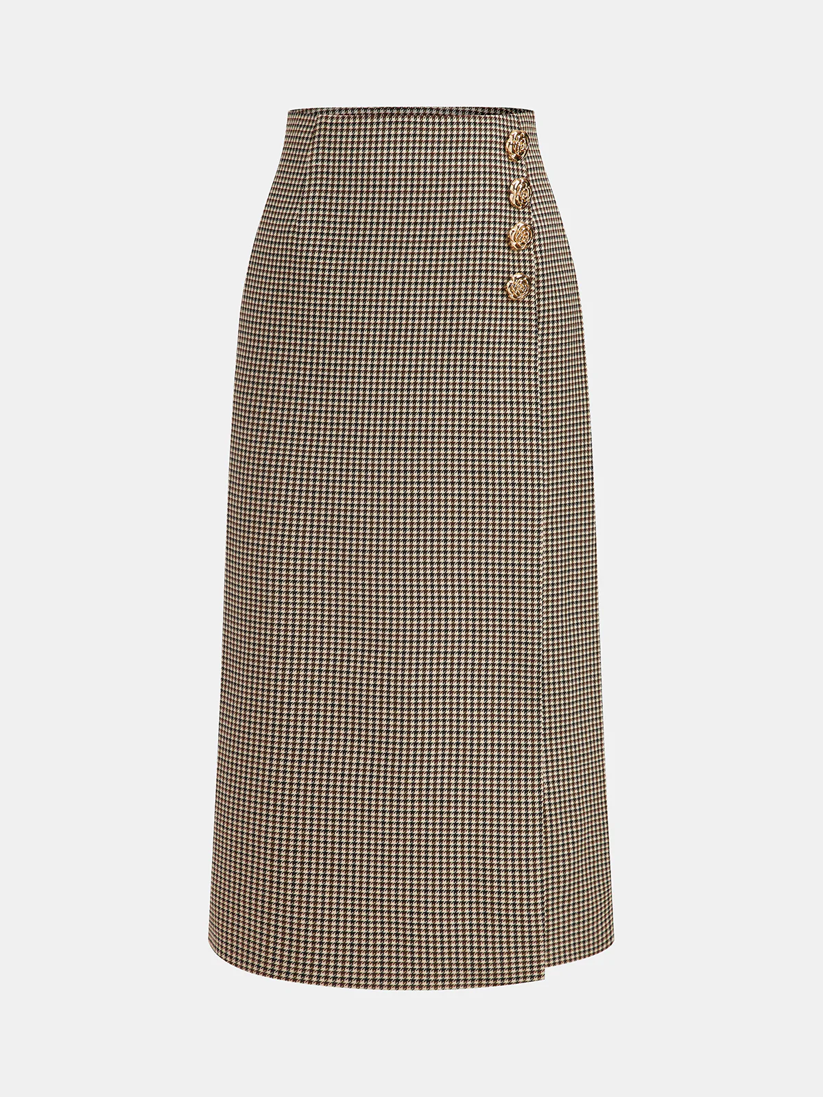 Metal Embellished Houndstooth Midi Skirt - Image 2