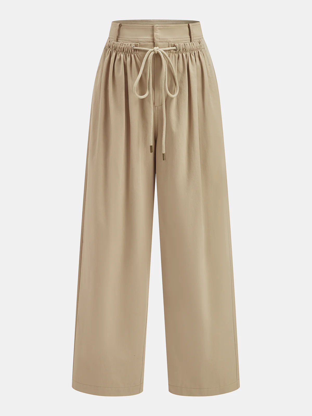 Mid-Waist Drawstring Wide-Leg Pants