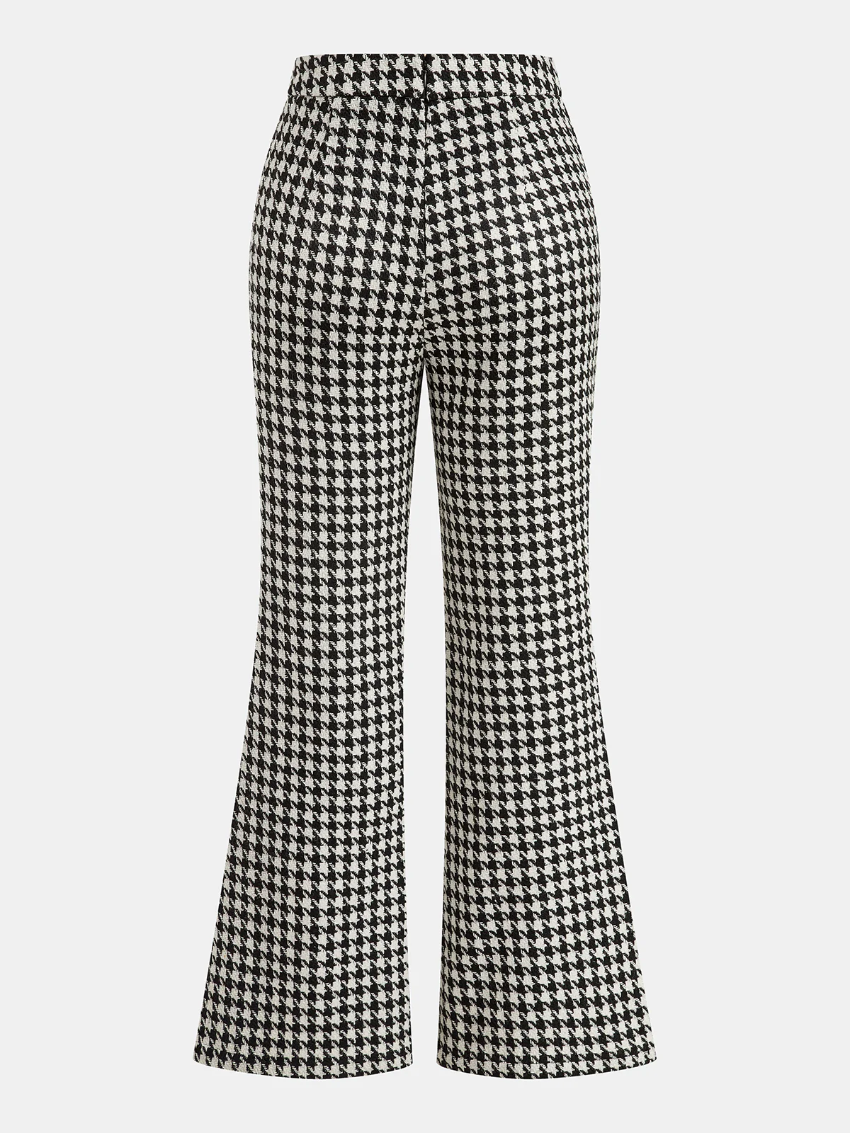 Mid-Waist Houndstooth Flared Pants - Image 2