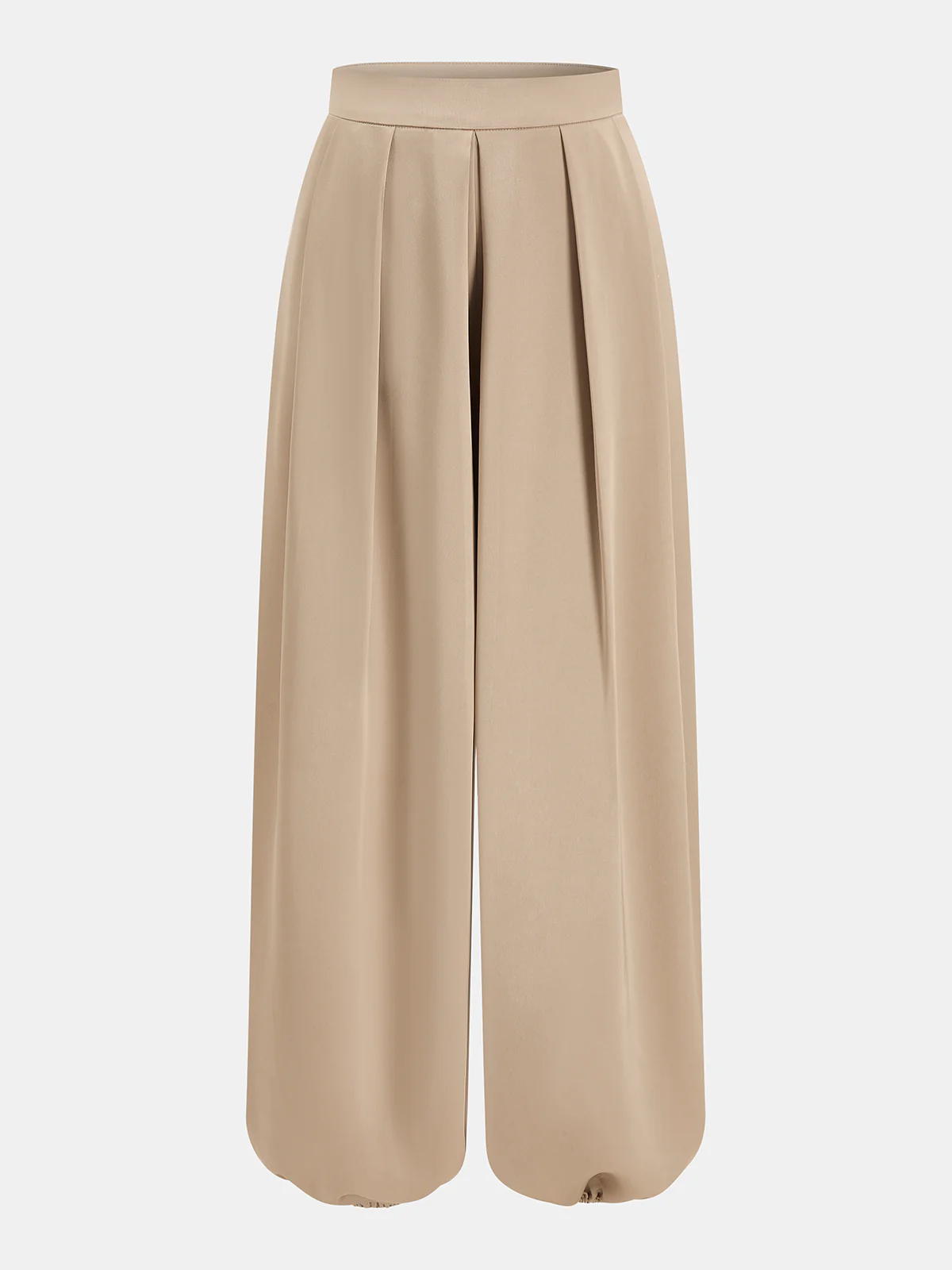 Mid-Waist Satin Pleated Balloon Pants - Image 2