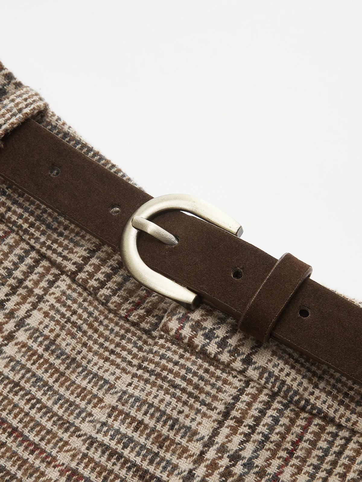 Mid-Waisted Belted Plaid Shorts - Image 4