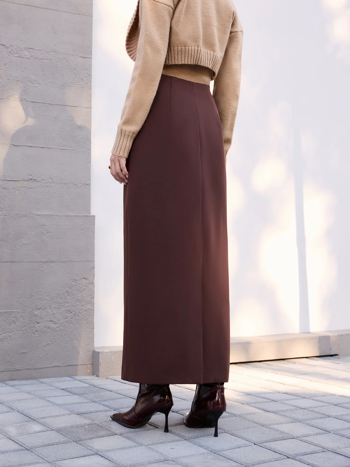 Midi-Waist Button-Front Midi Skirt - Image 6