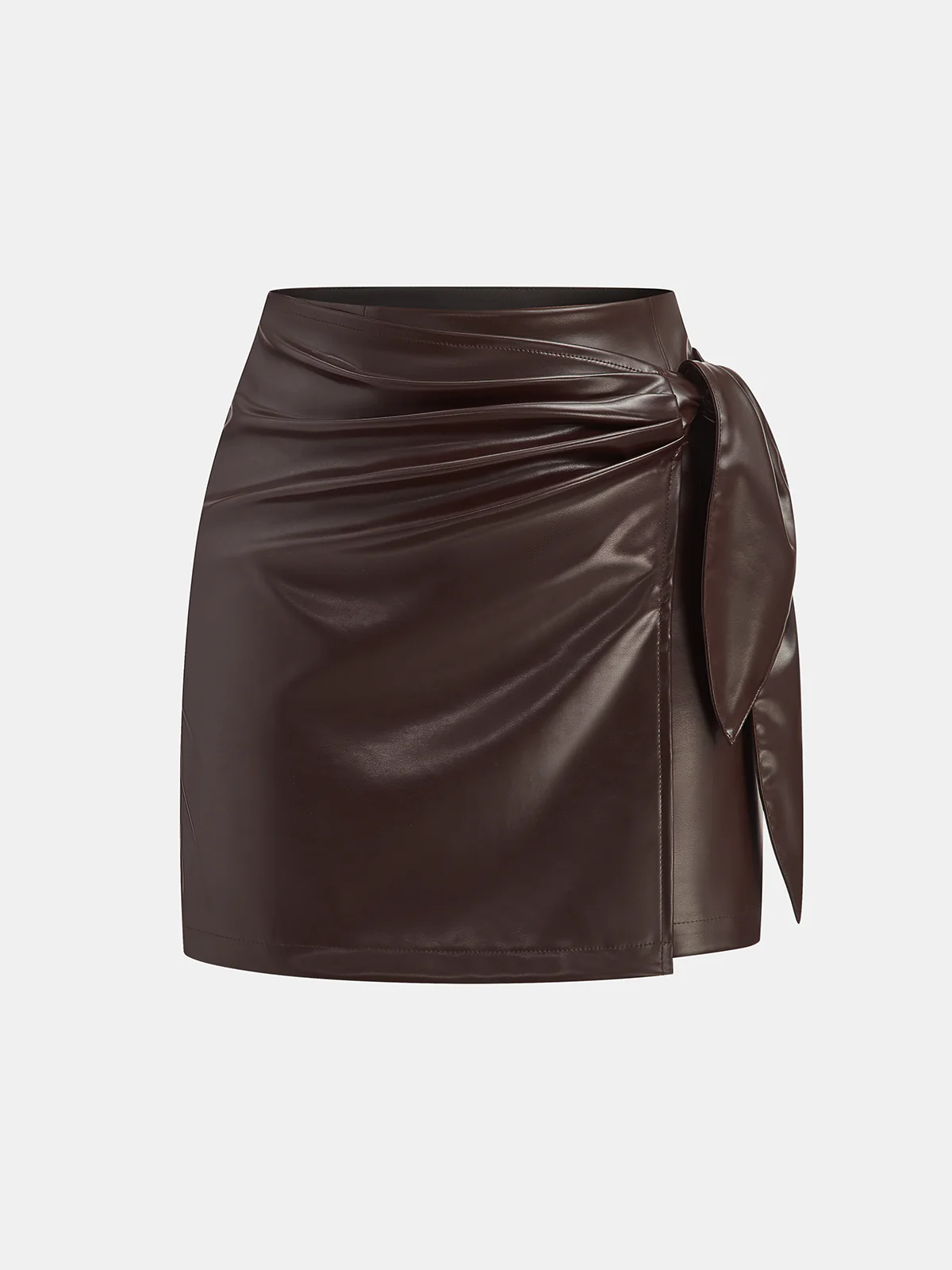 Mock Neck Top with Faux Leather Skirt Set - Image 5