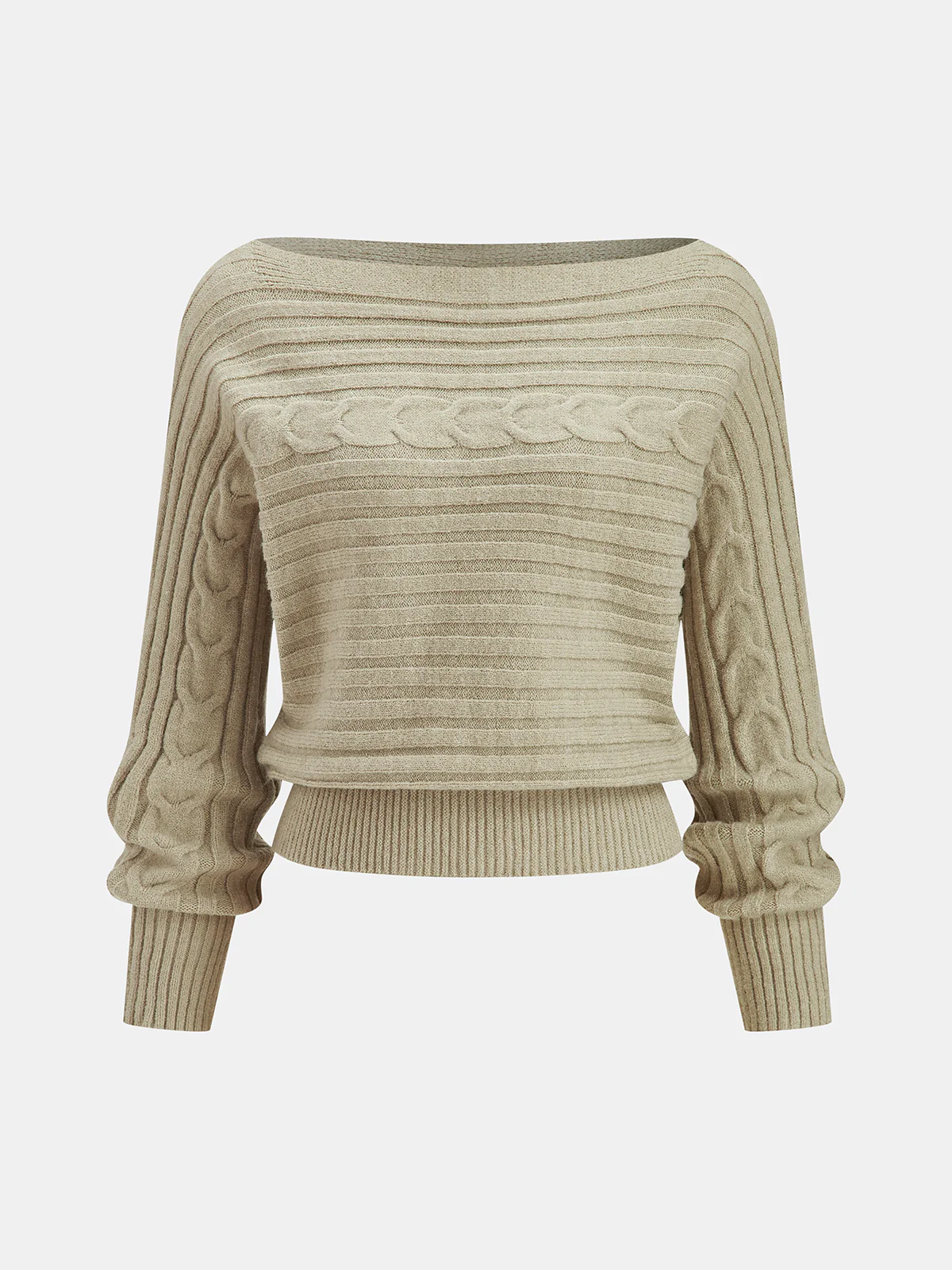 Off-Shoulder Cable-Knit Cropped Sweater