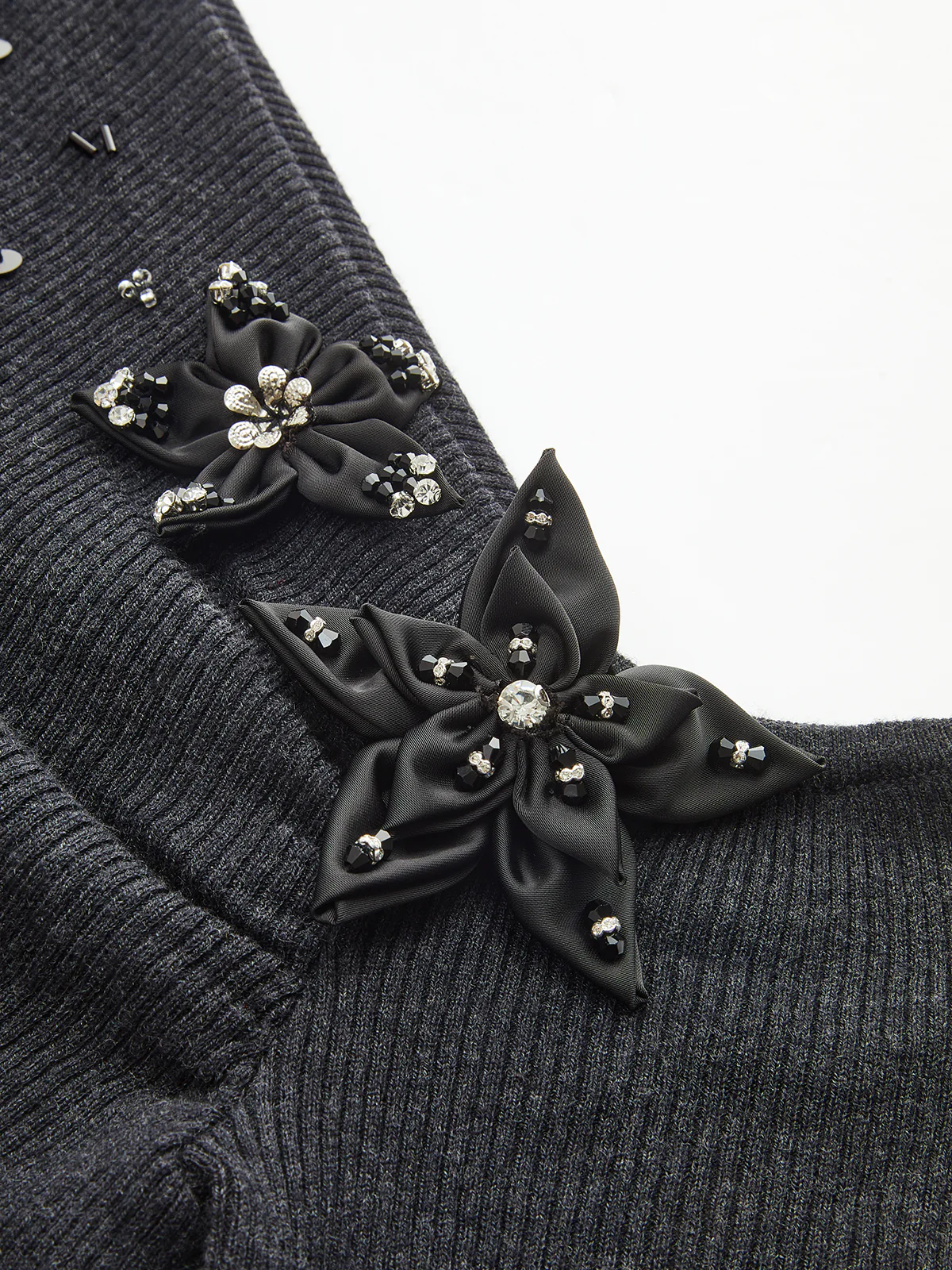 One-Shoulder Wool Blend Embellished Knit Top - Image 3