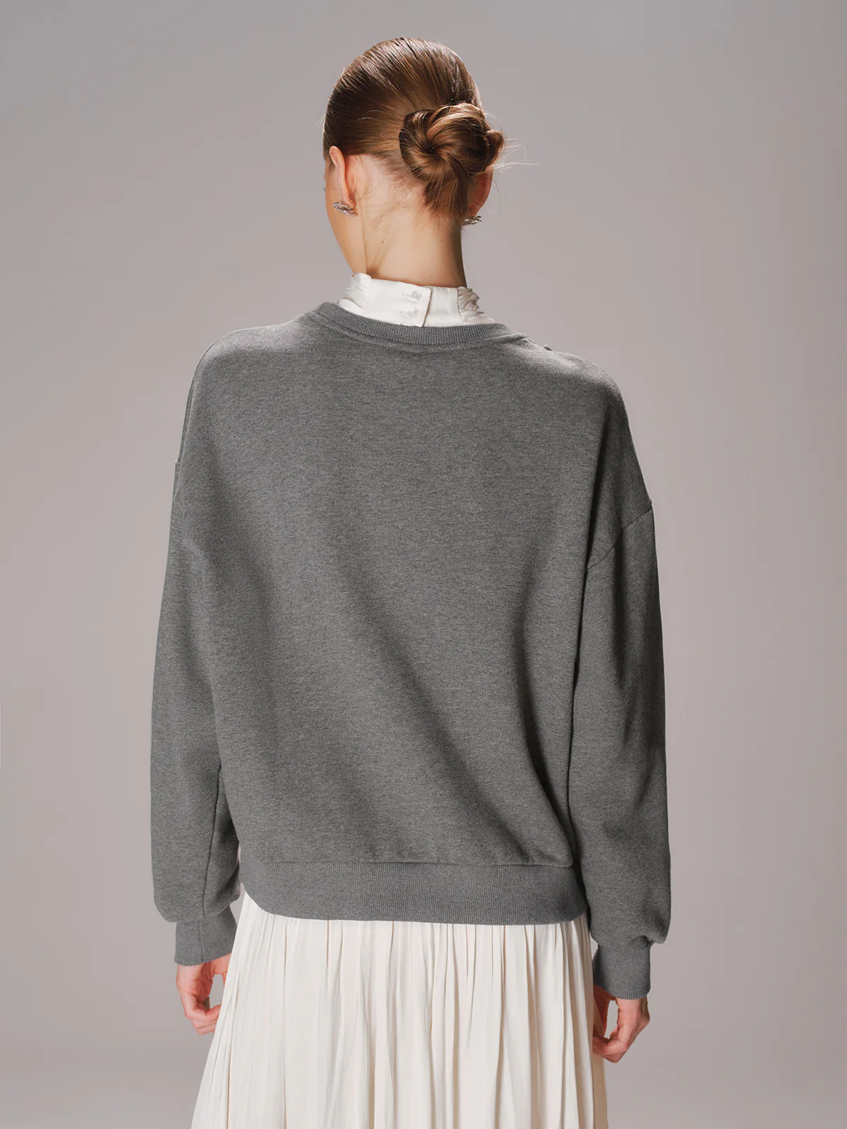 Oversized Bow Detail Crew Neck Sweatshirt - Image 6