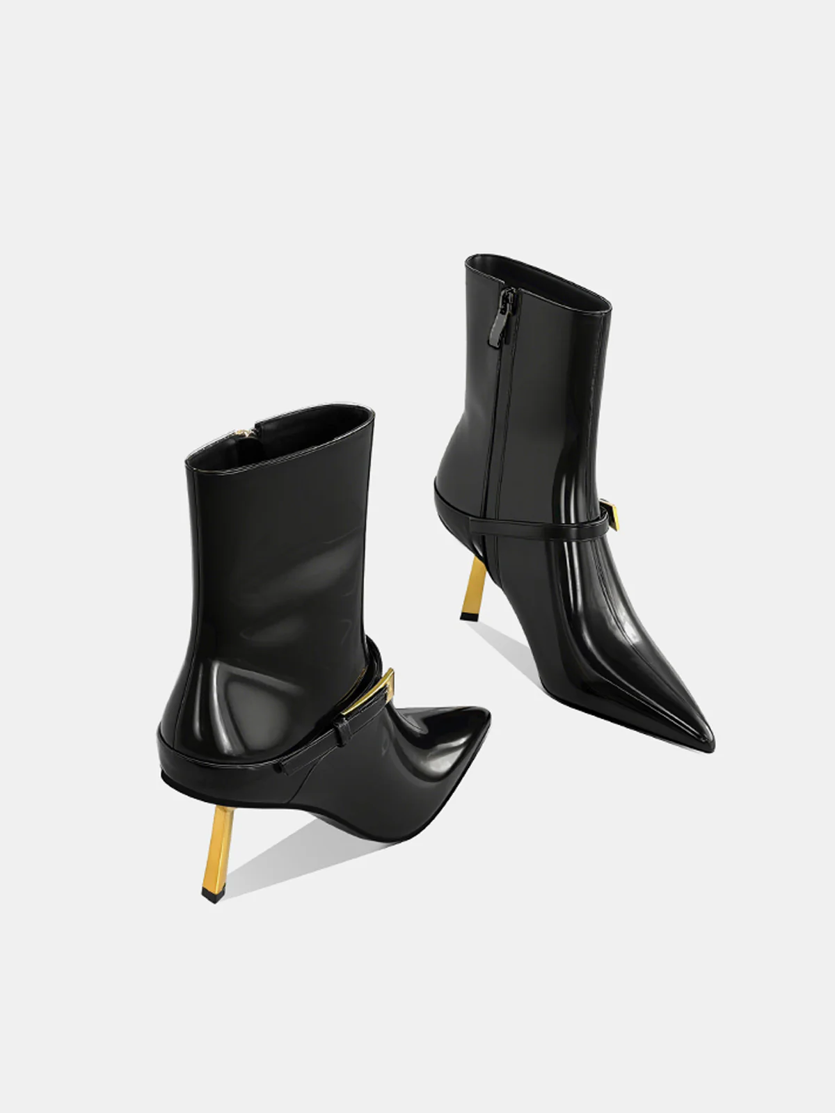 Patent PU Pointed Toe Stiletto Ankle Boots - Image 4