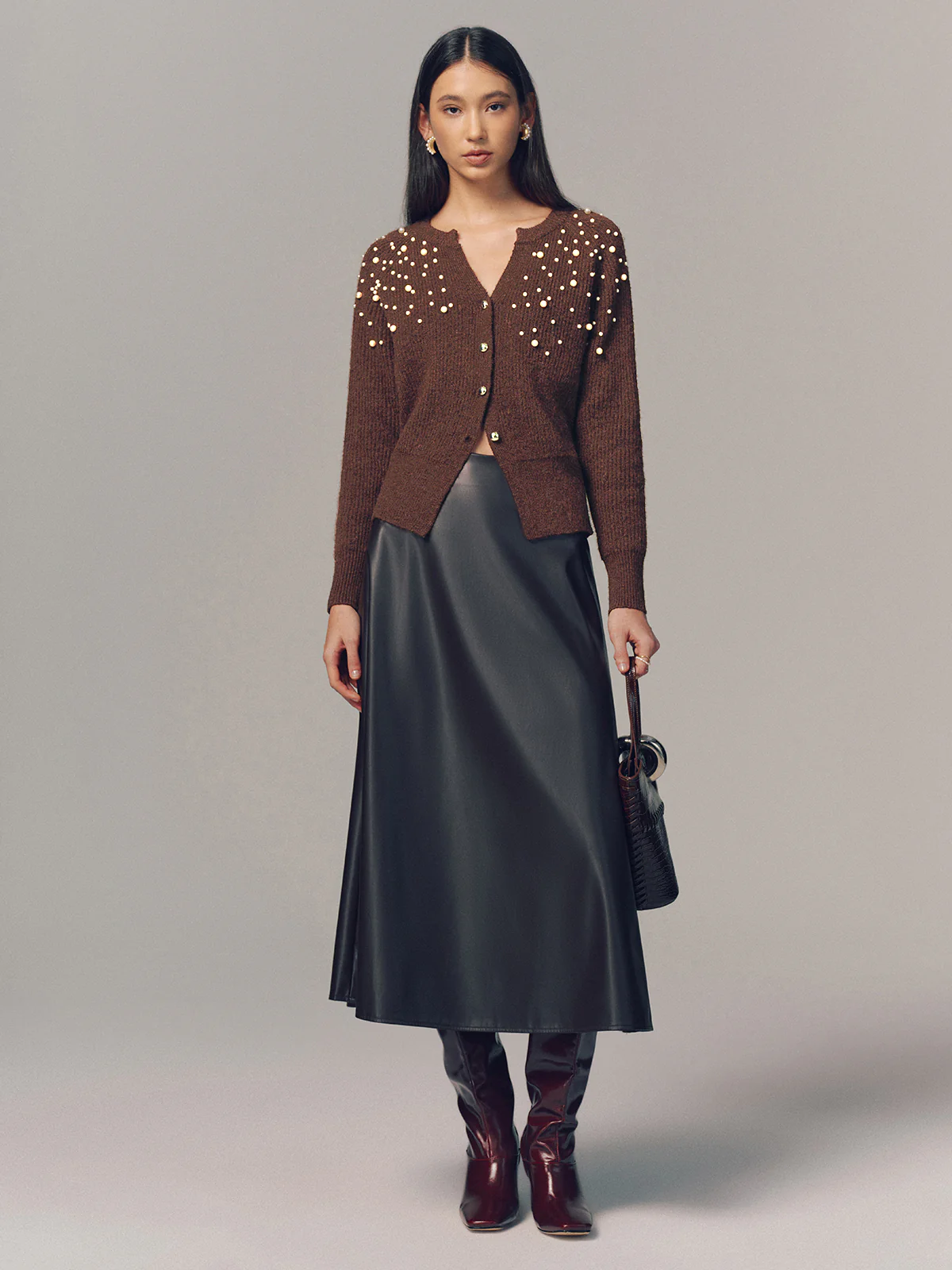 Pearl Embellished Wool Blend Cardigan - Image 3