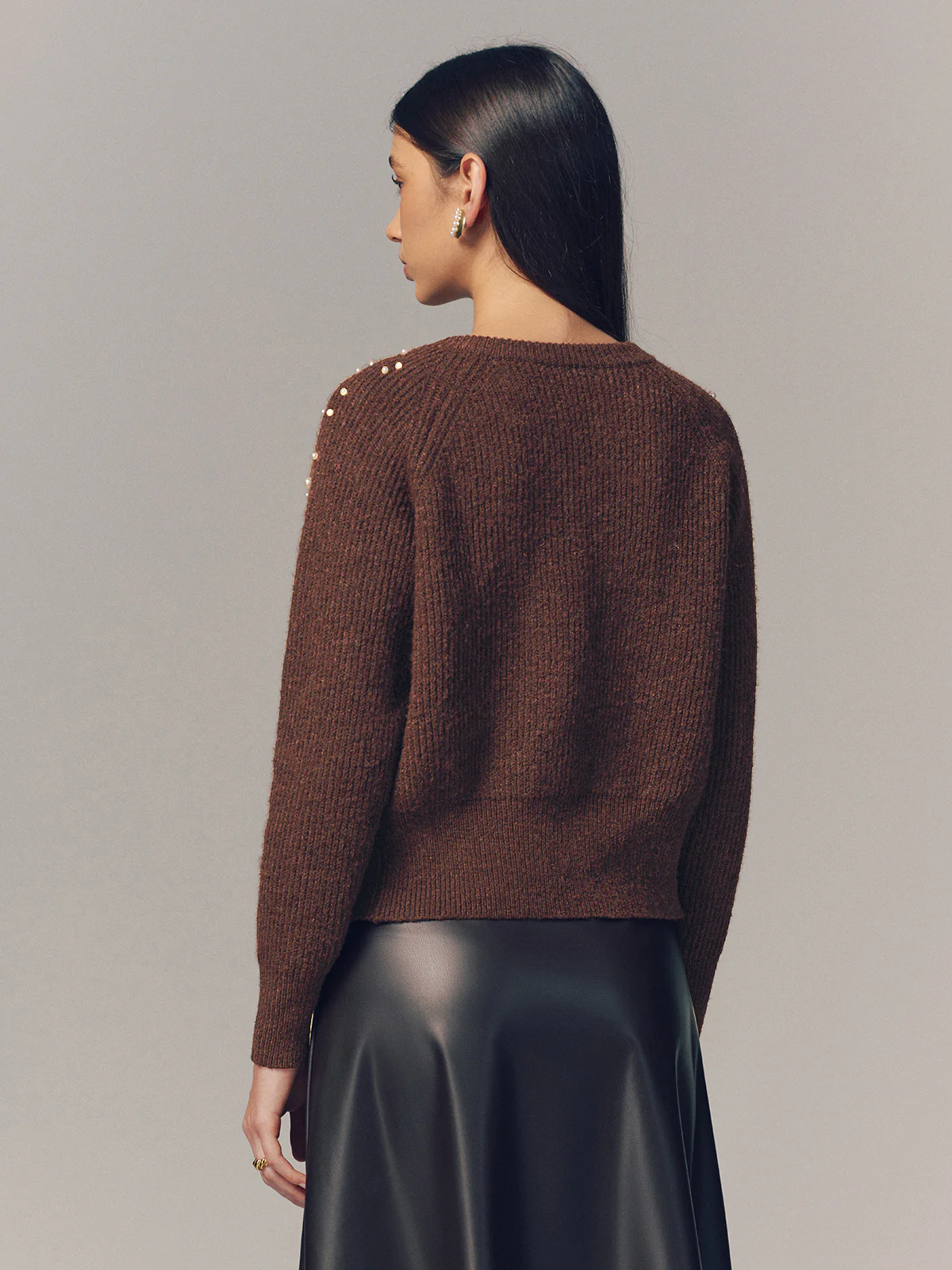Pearl Embellished Wool Blend Cardigan - Image 5