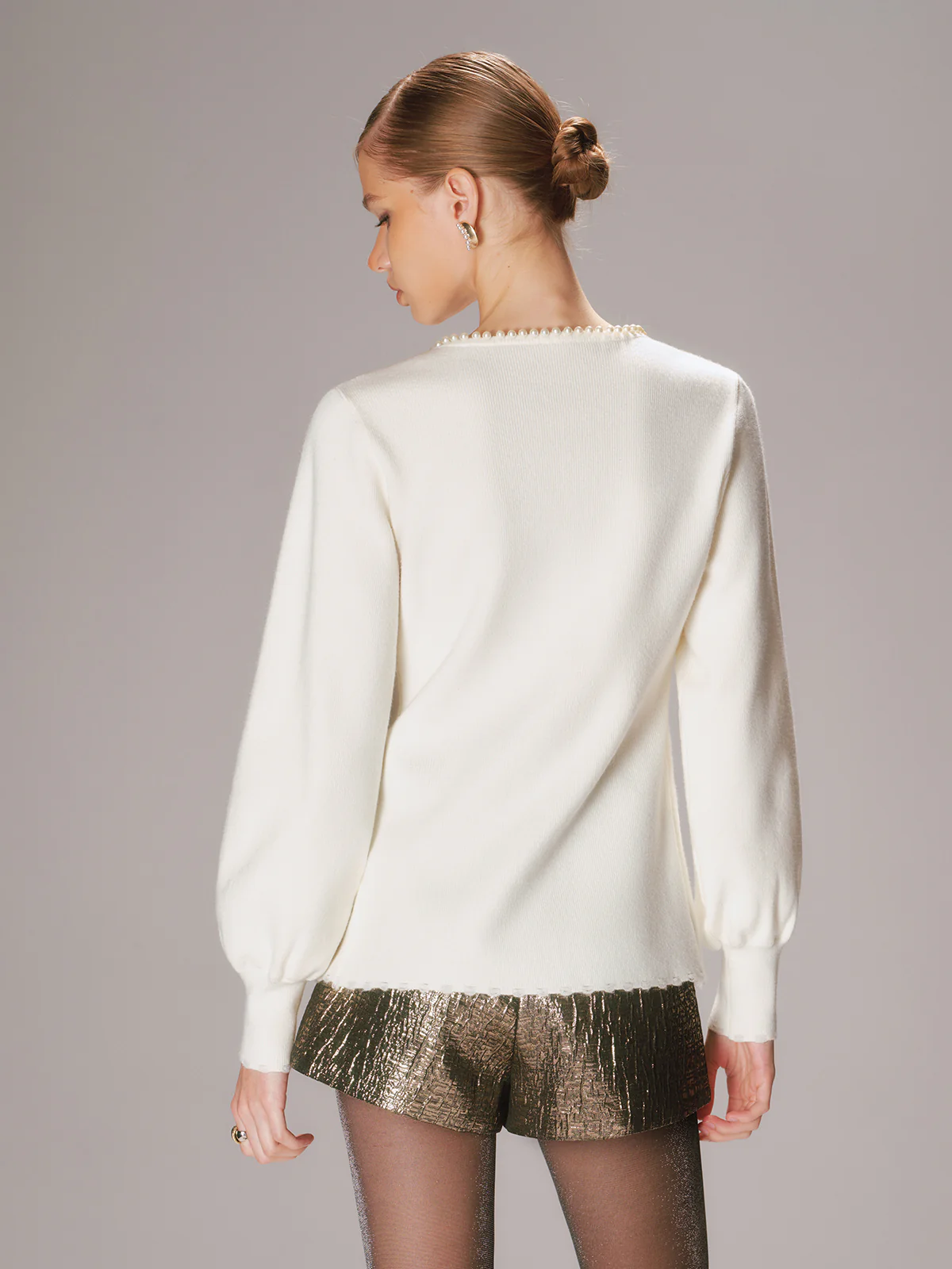 Pearl Trim Knit Cardigan - Image 6