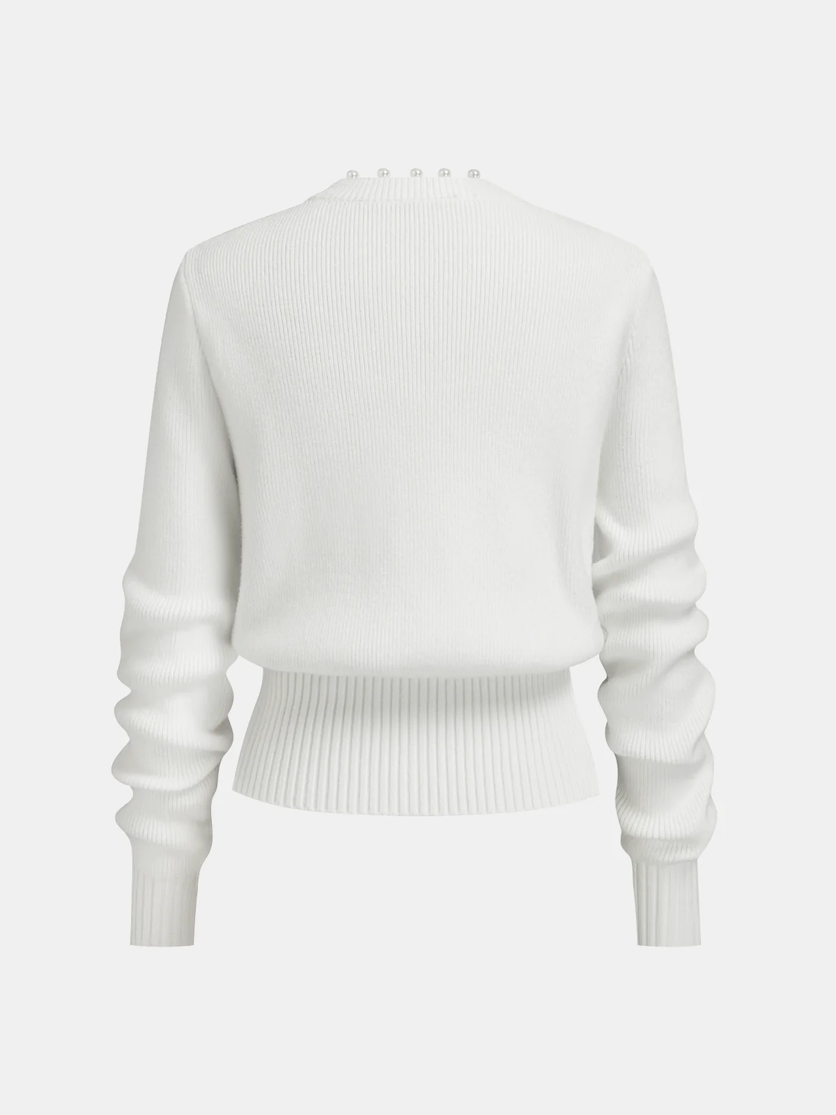 Pearl Trim Ribbed Knit Top - Image 2