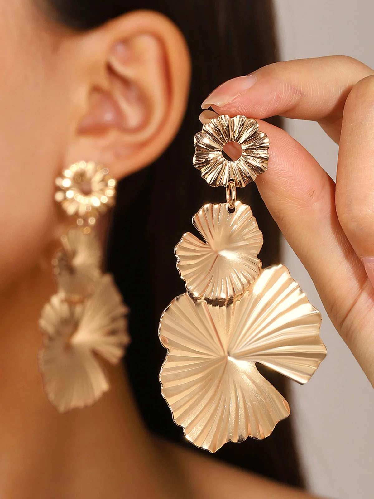 Petal-Inspired Layered Earrings - Image 2
