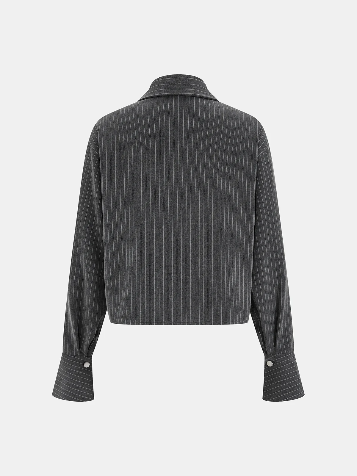 Pinstripe Shirt and Ruched Mini Skirt Set - Image 3