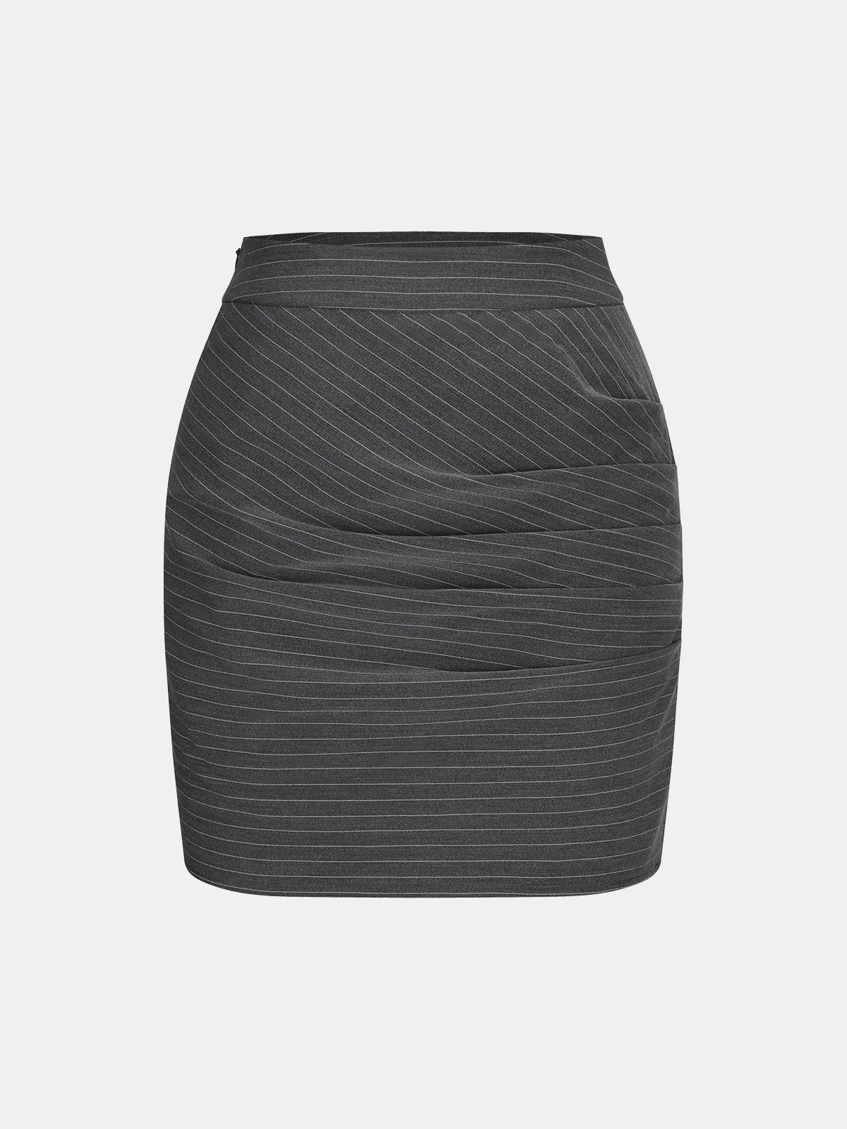 Pinstripe Shirt and Ruched Mini Skirt Set - Image 4