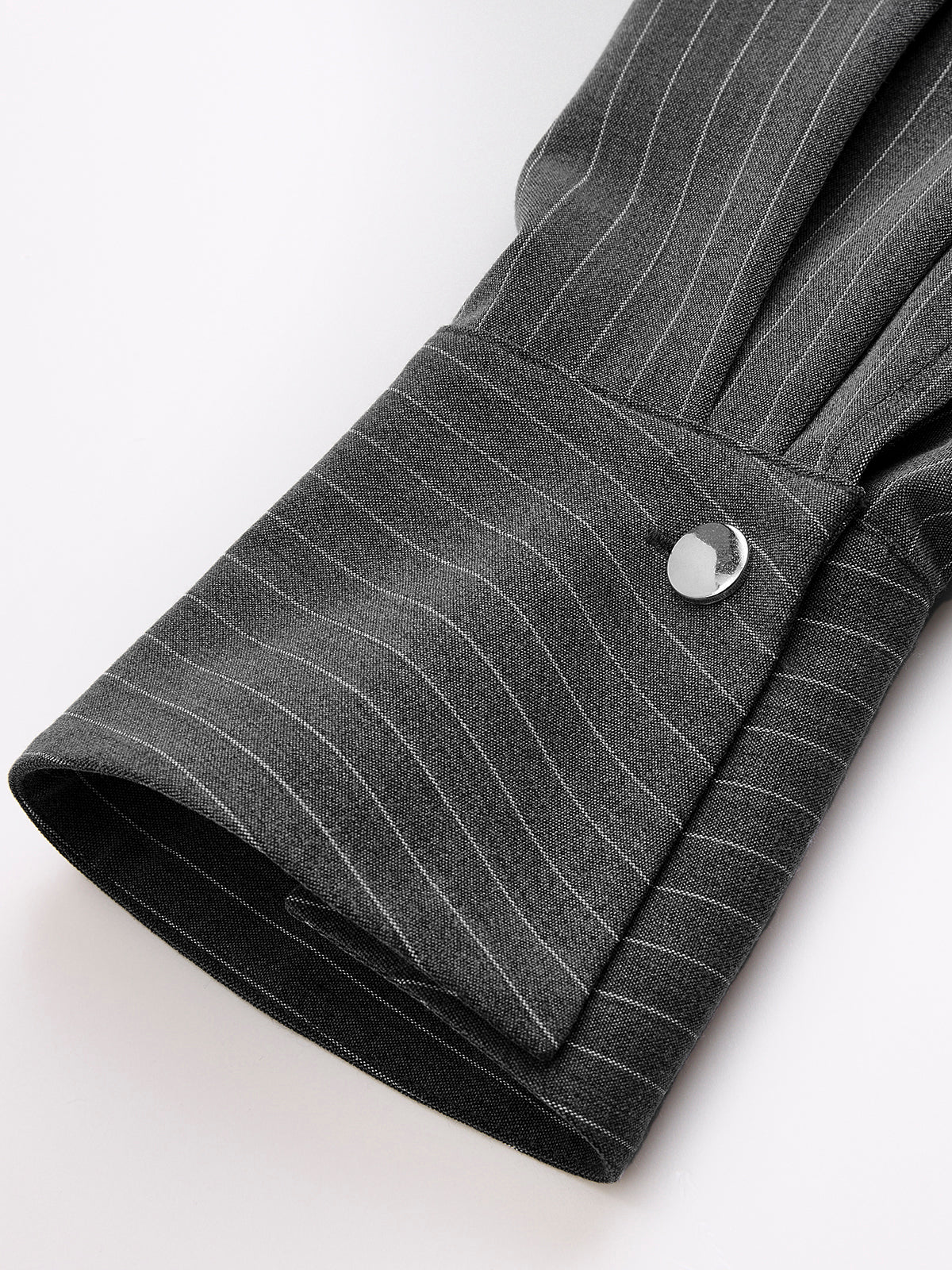 Pinstripe Shirt and Ruched Mini Skirt Set - Image 8
