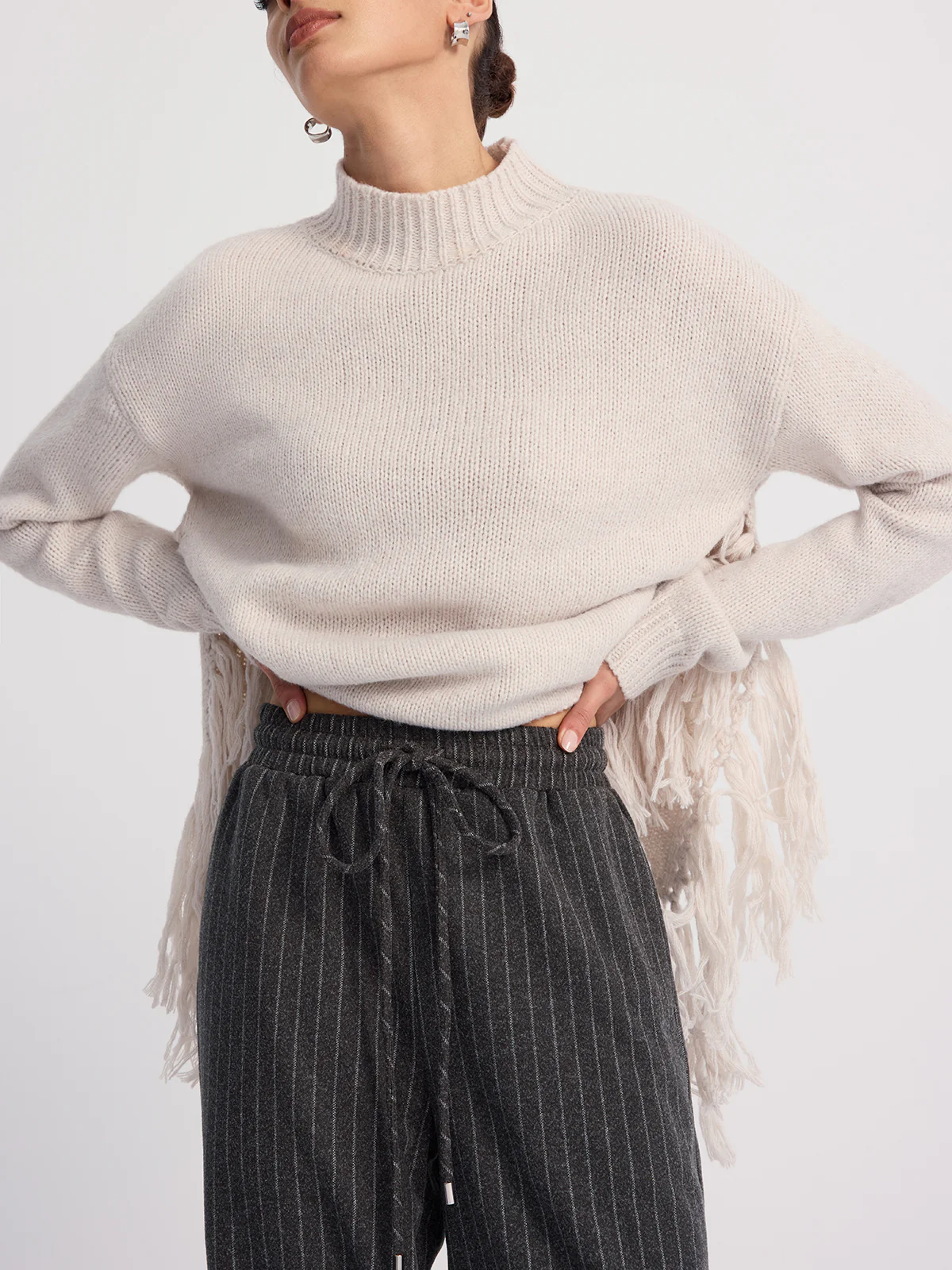 Pinstripe Wide-Leg Wool-Blend Pants - Image 4