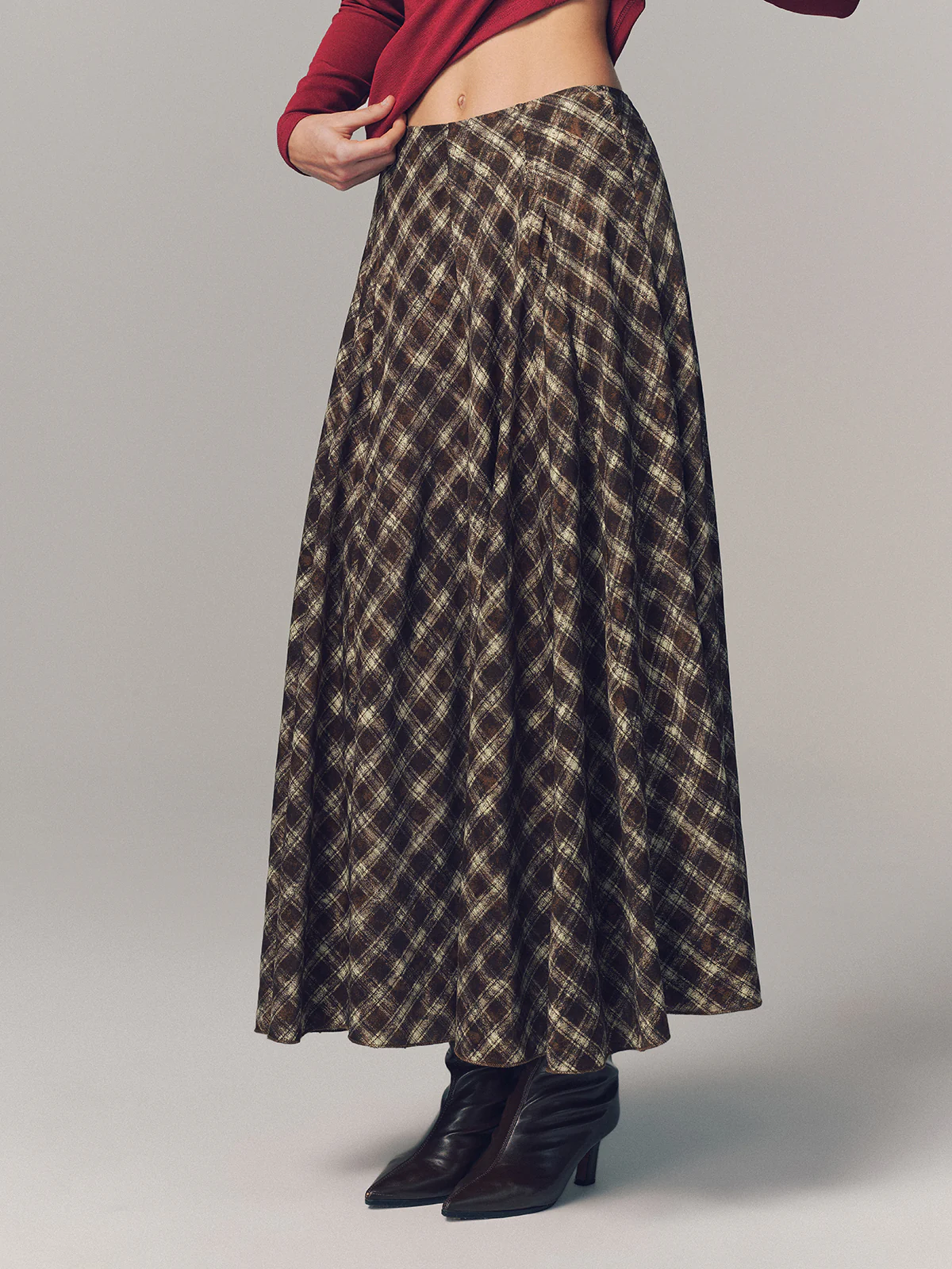 Plaid Pleated Maxi Skirt - Image 2