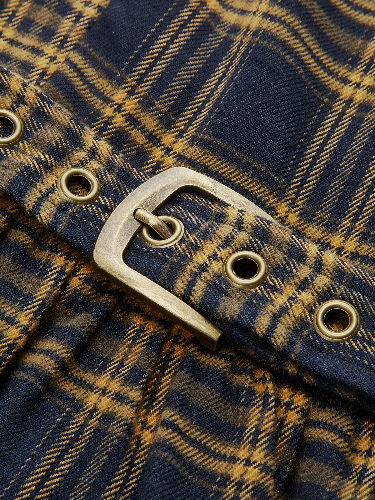 Plaid Smocked Bodice Belted Midi Dress - Image 3