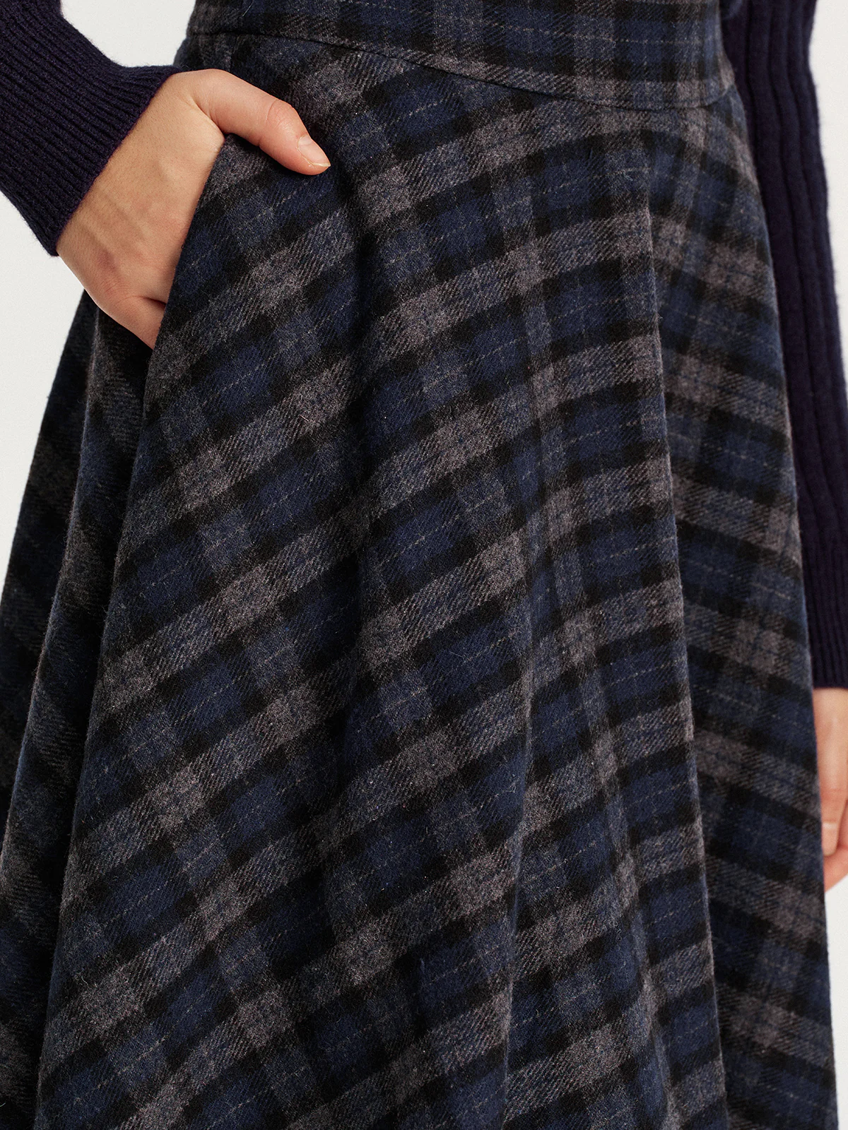Plaid Tweed Midi Skirt - Image 5