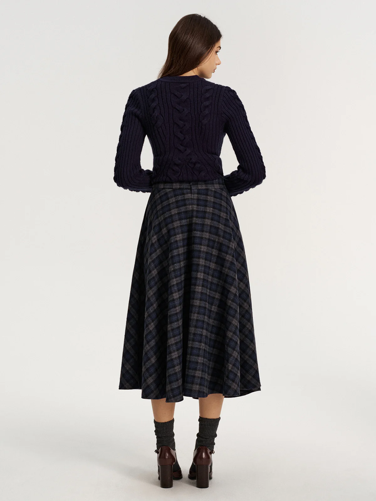 Plaid Tweed Midi Skirt - Image 6